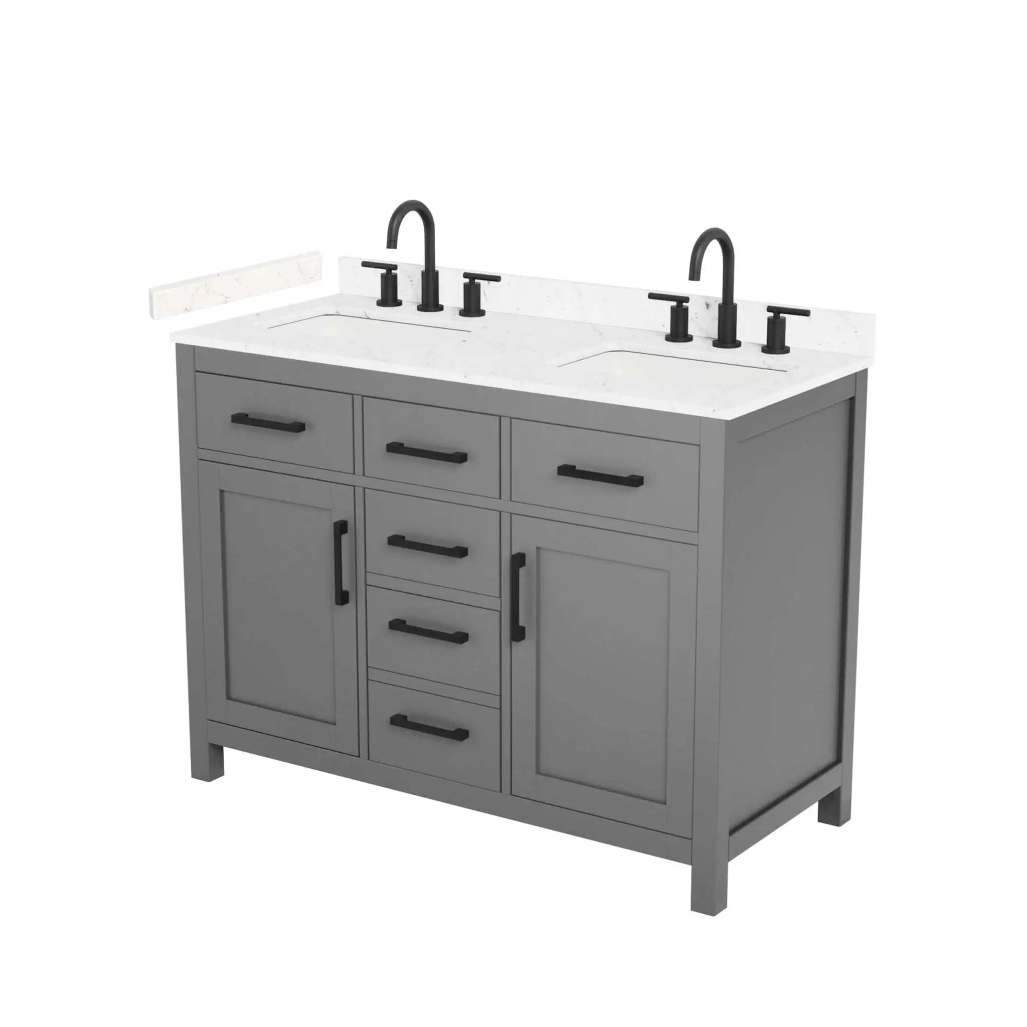 48" Beckett Double Bathroom Vanity in Dark Gray with Matte Black Trim by Wyndham