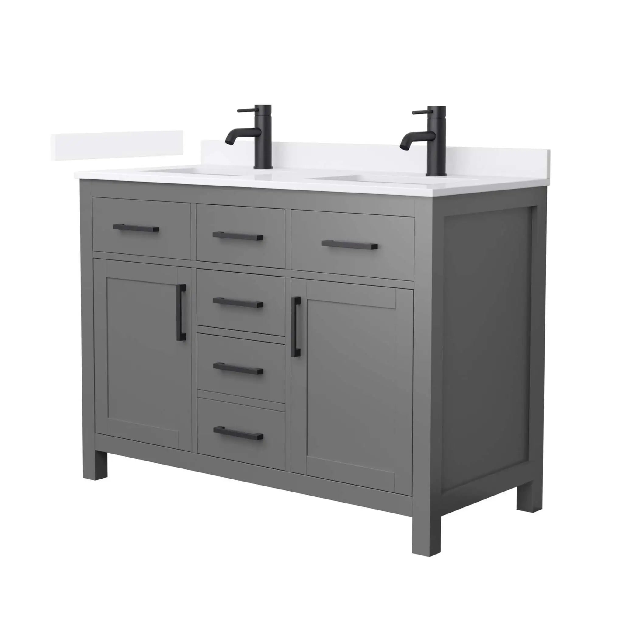 48" Beckett Double Bathroom Vanity in Dark Gray with Matte Black Trim by Wyndham