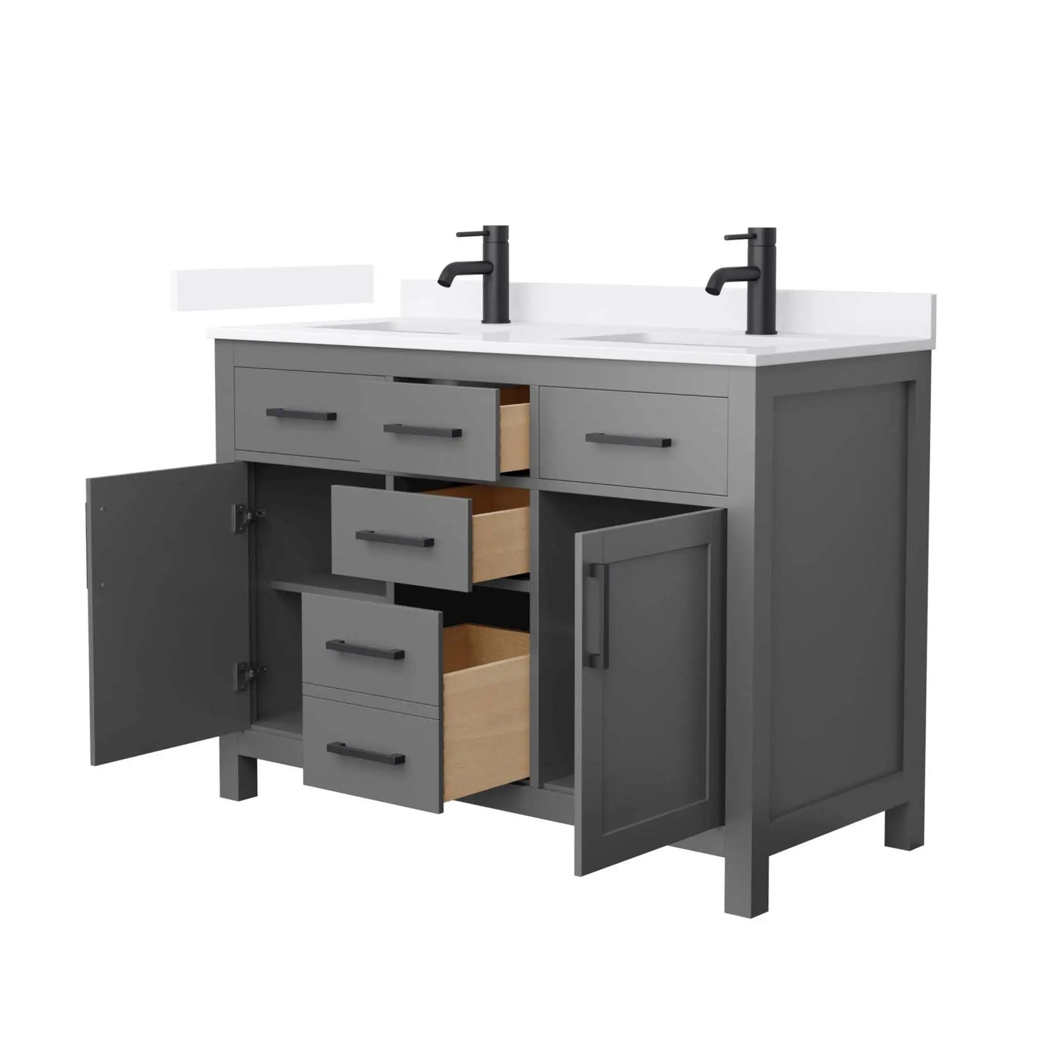 48" Beckett Double Bathroom Vanity in Dark Gray with Matte Black Trim by Wyndham