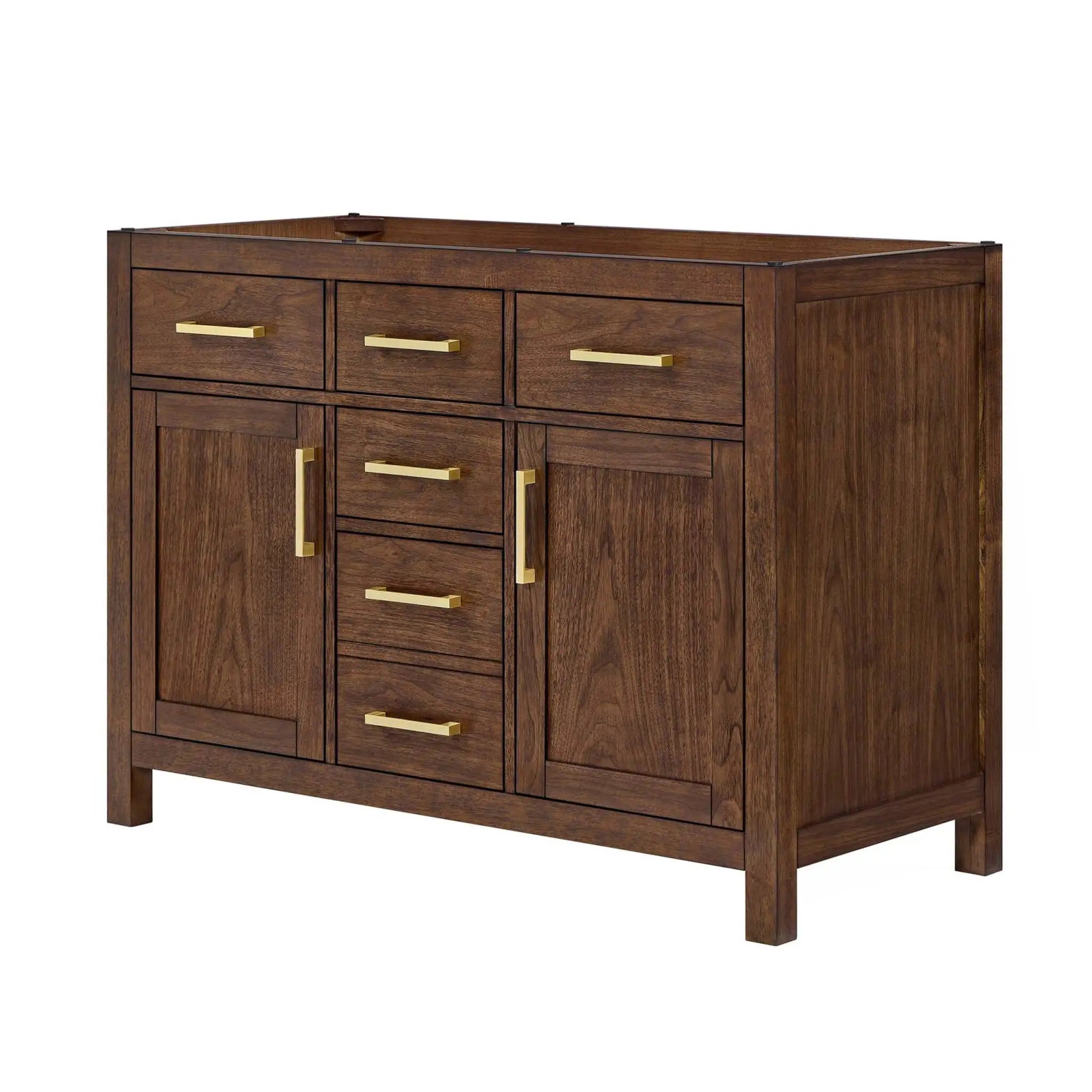 48" Beckett Double Bathroom Vanity in Dark Walnut with Brushed Gold Trim by Wyndham