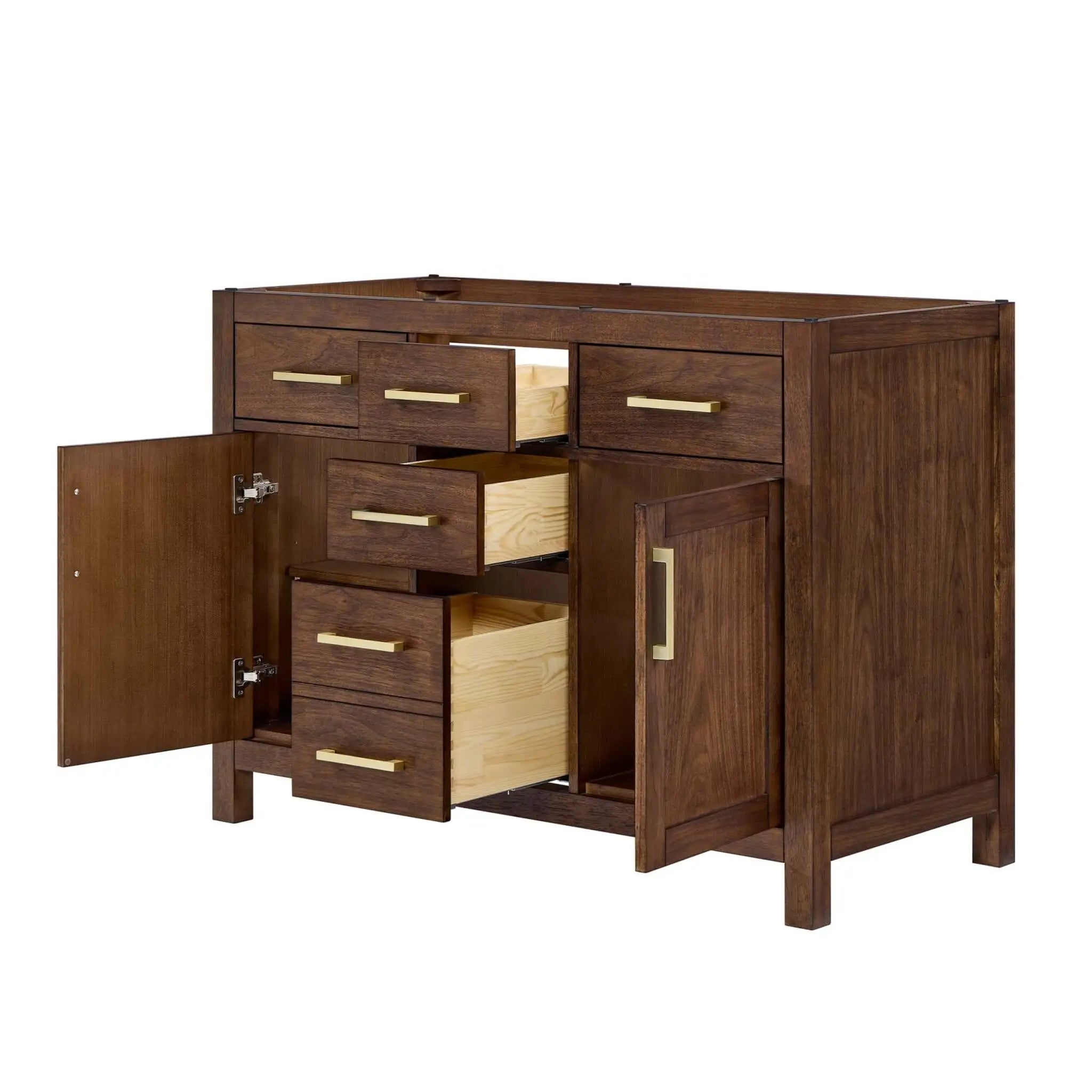 48" Beckett Double Bathroom Vanity in Dark Walnut with Brushed Gold Trim by Wyndham