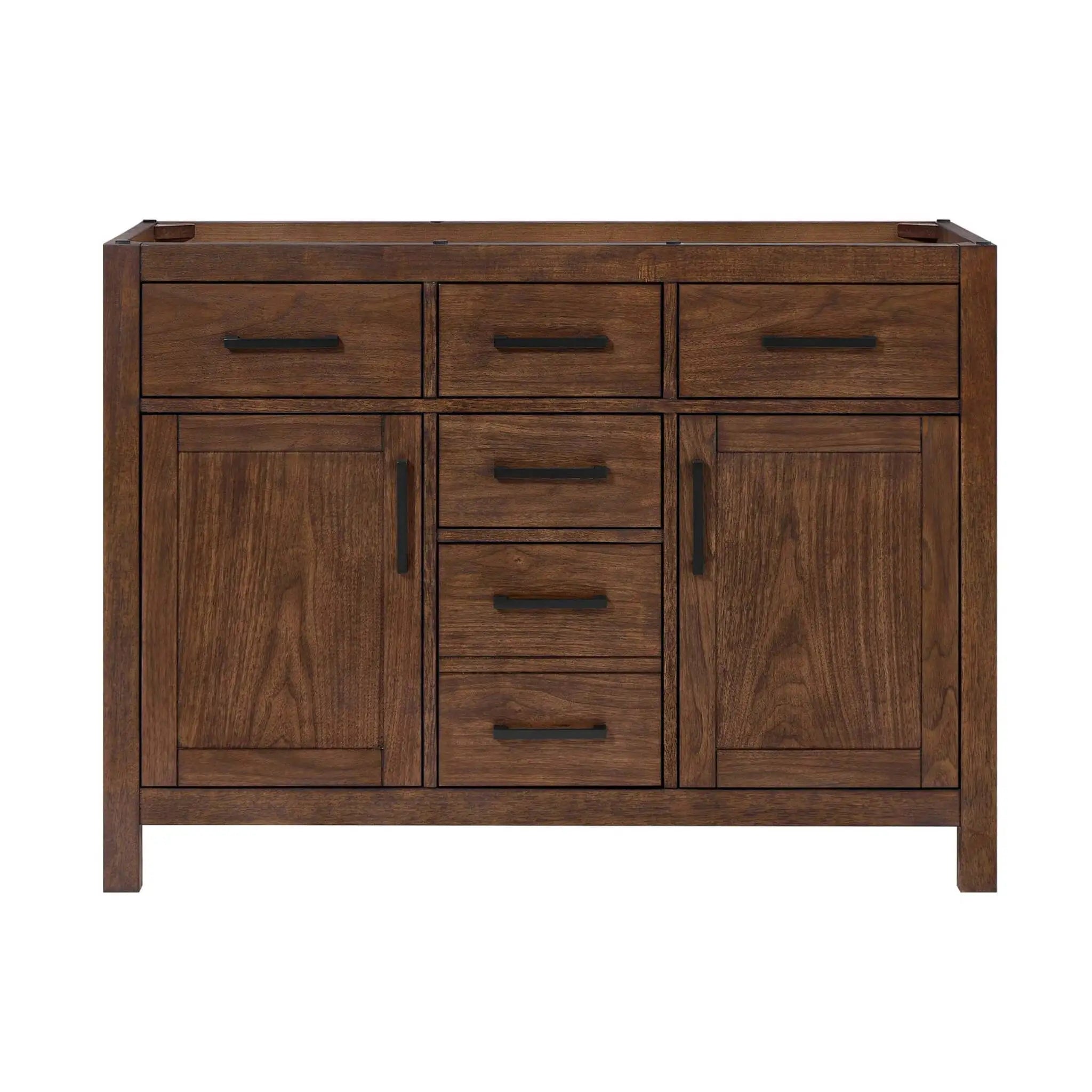 48" Beckett Double Bathroom Vanity in Dark Walnut with Matte Black Trim by Wyndham
