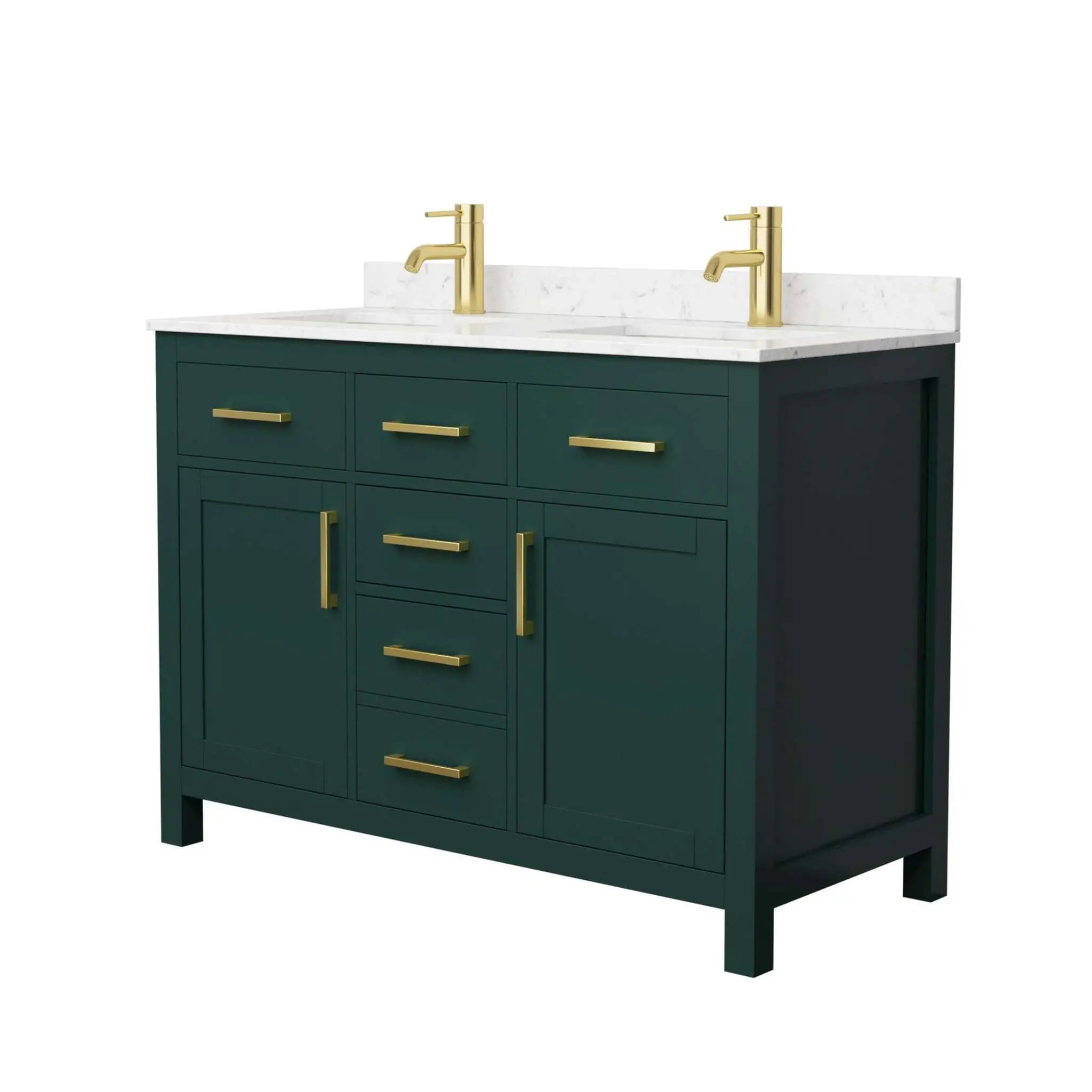 48" Beckett Double Bathroom Vanity in Green with Brushed Gold Trim by Wyndham