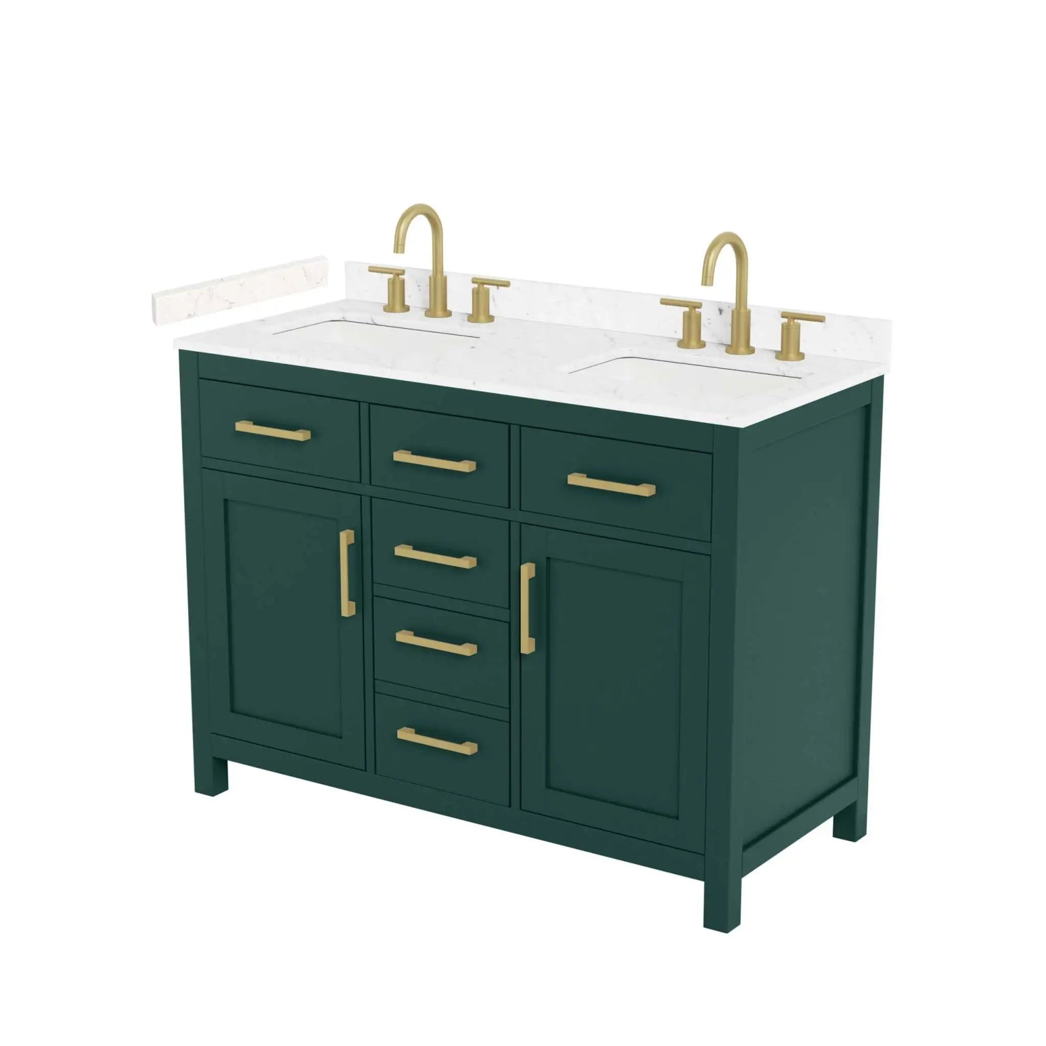 48" Beckett Double Bathroom Vanity in Green with Brushed Gold Trim by Wyndham