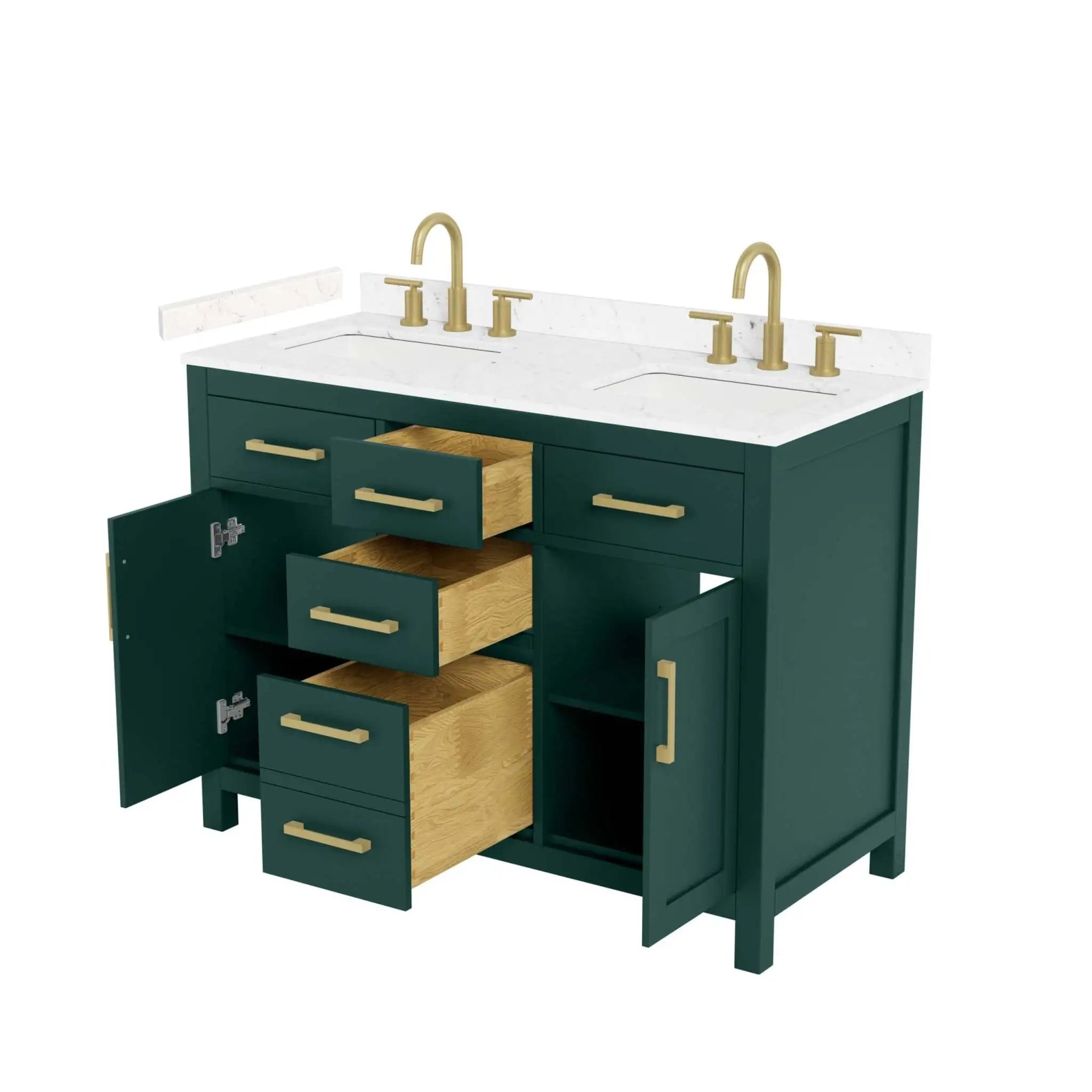 48" Beckett Double Bathroom Vanity in Green with Brushed Gold Trim by Wyndham