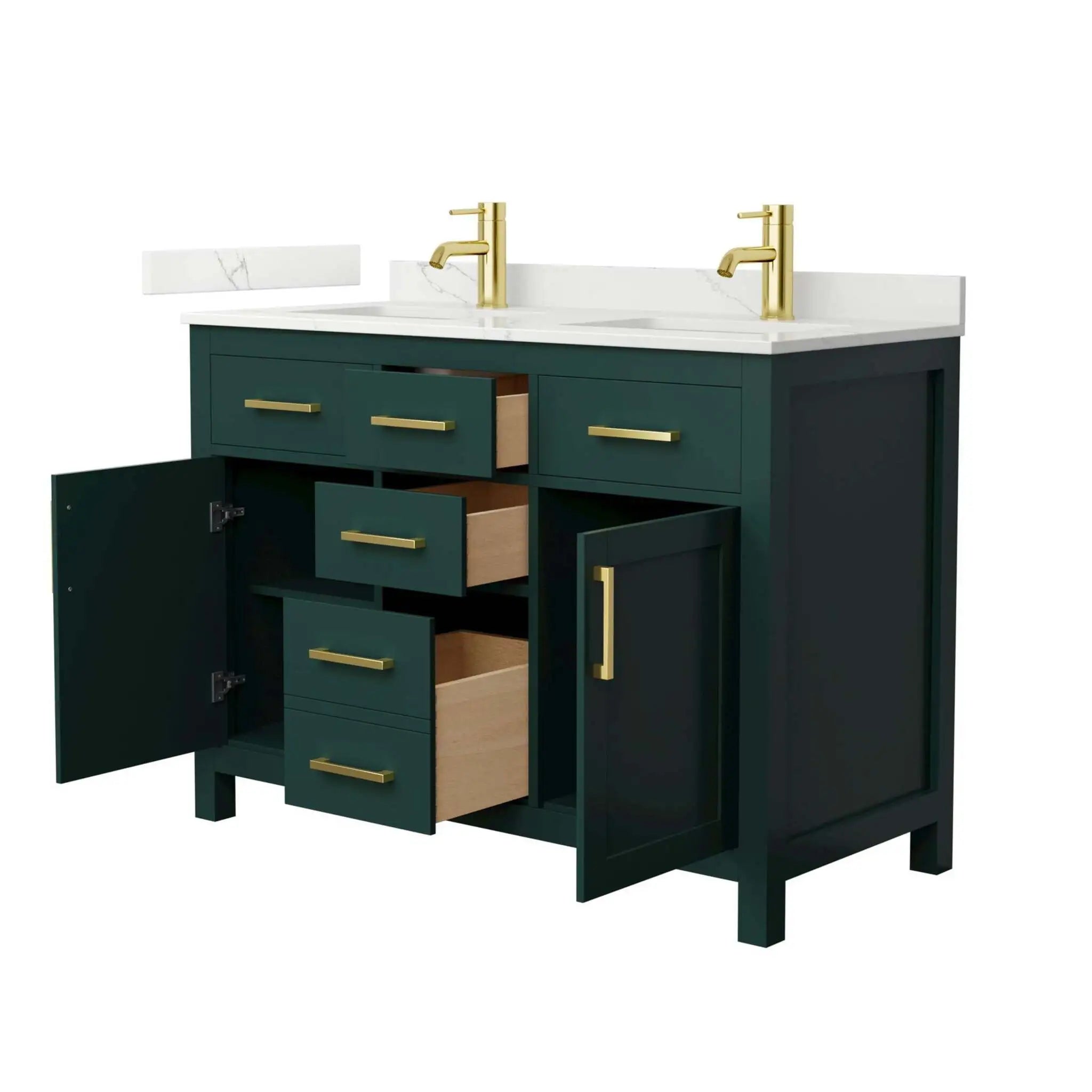 48" Beckett Double Bathroom Vanity in Green with Brushed Gold Trim by Wyndham