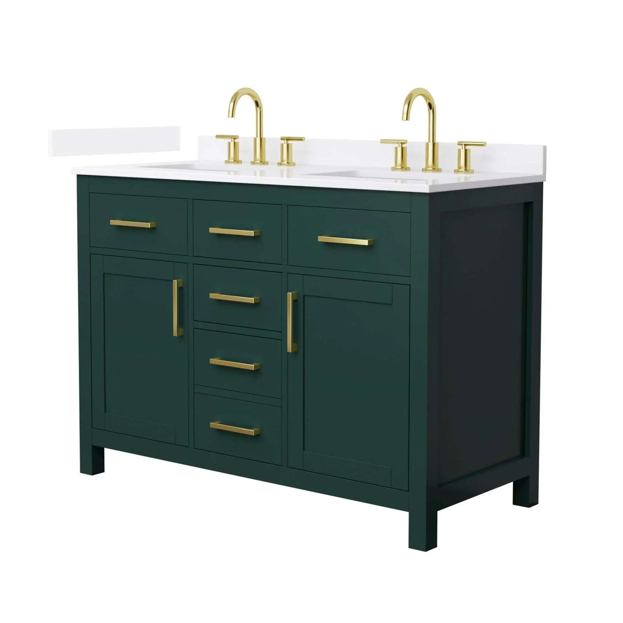 48" Beckett Double Bathroom Vanity in Green with Brushed Gold Trim by Wyndham