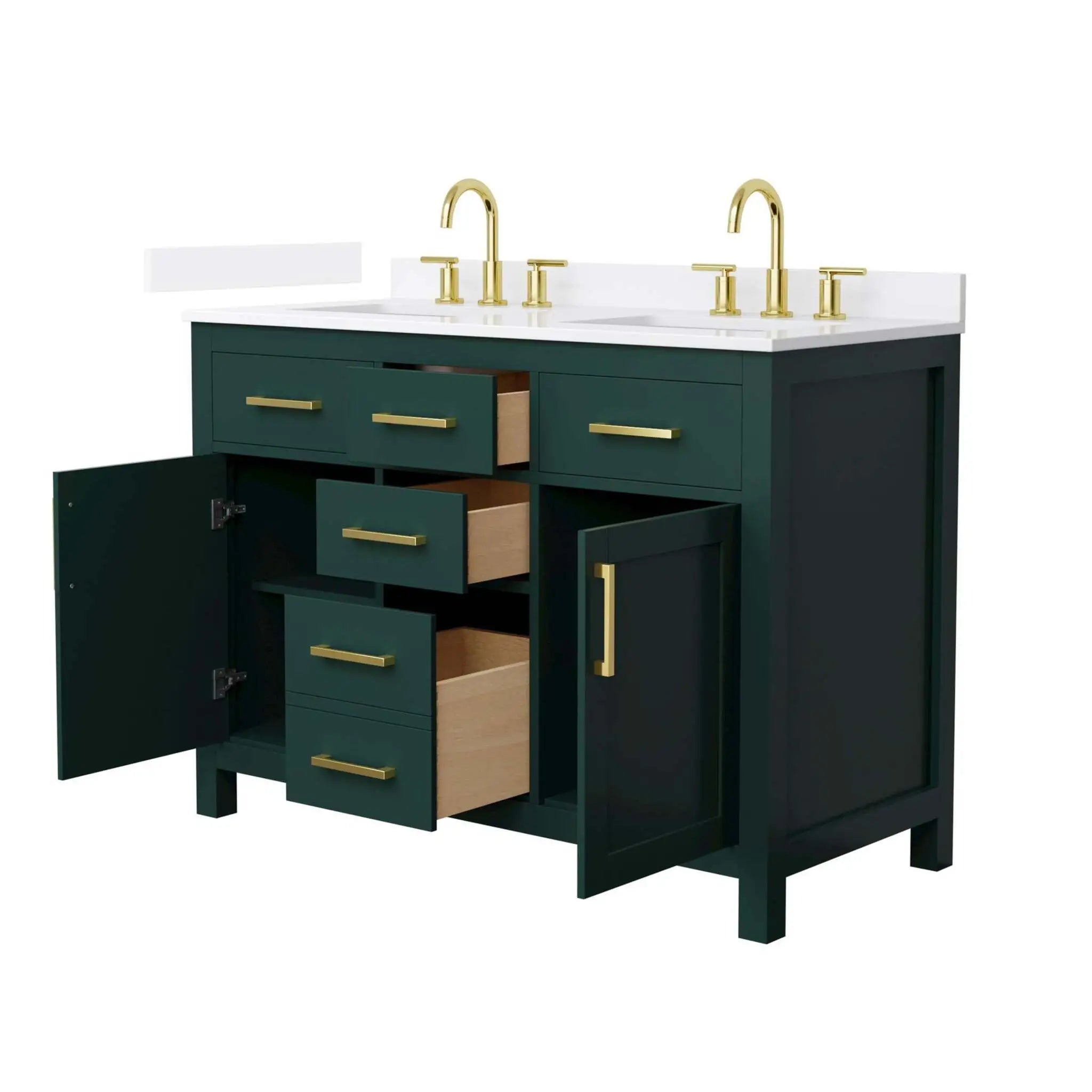 48" Beckett Double Bathroom Vanity in Green with Brushed Gold Trim by Wyndham