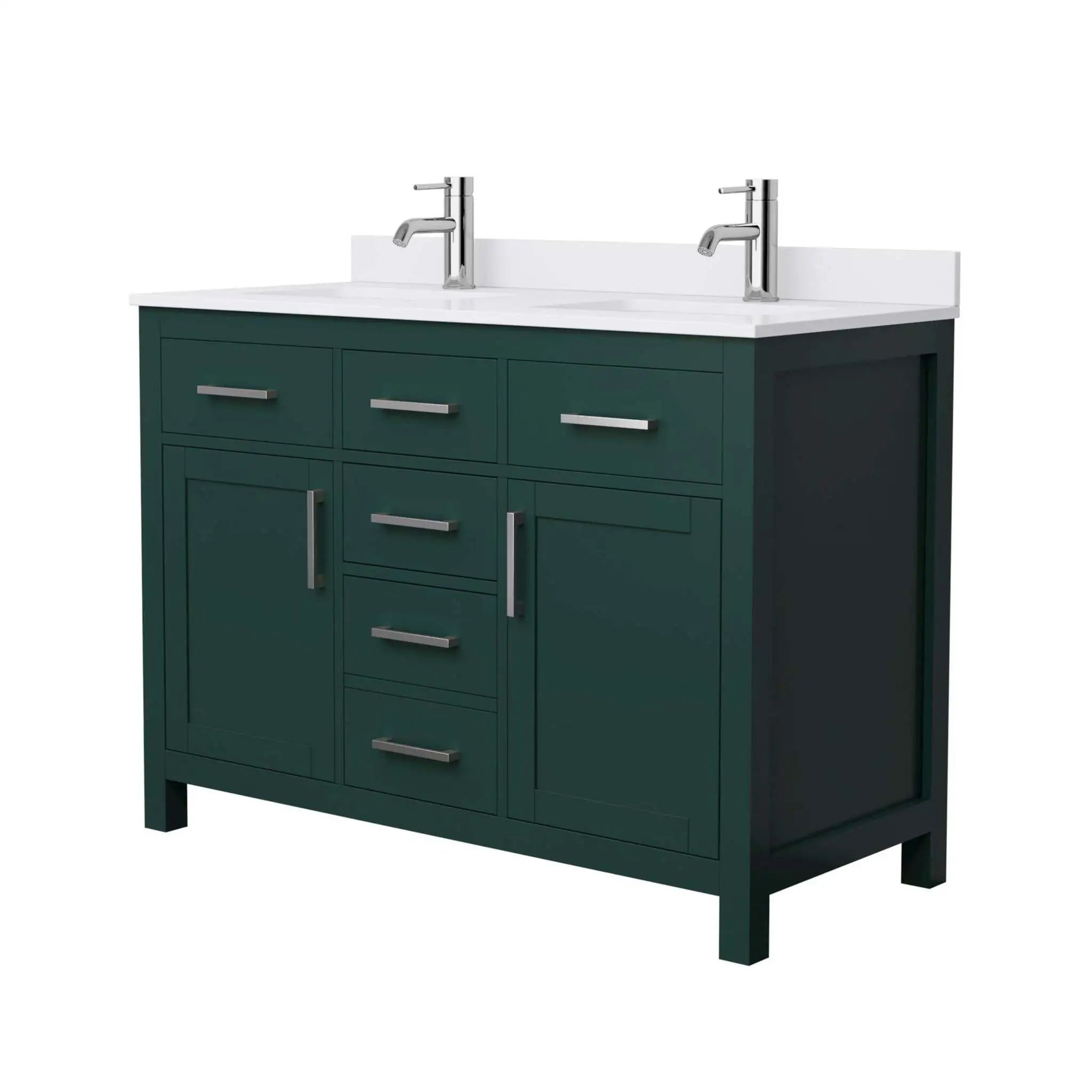 48" Beckett Double Bathroom Vanity in Green with Brushed Nickel Trim by Wyndham