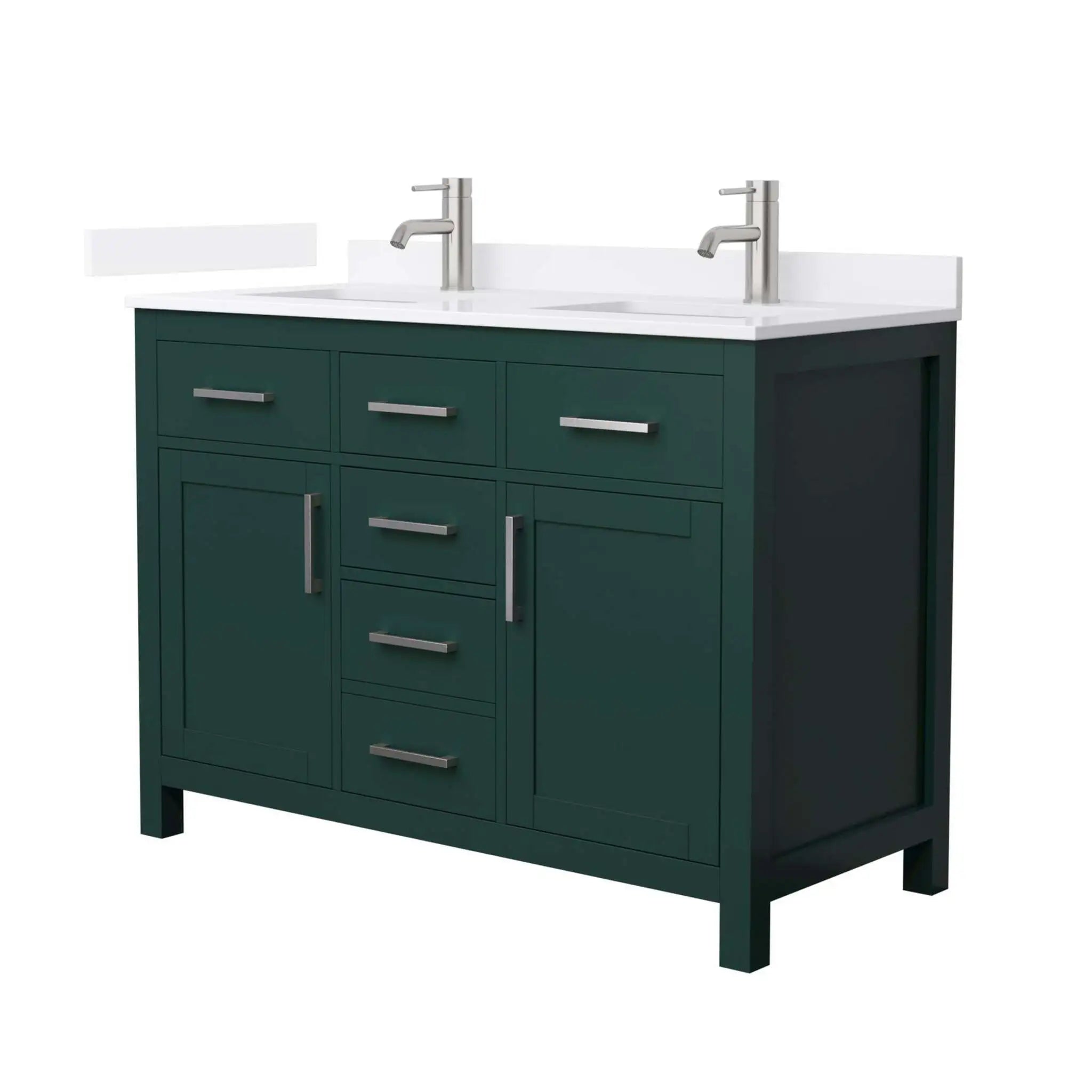 48" Beckett Double Bathroom Vanity in Green with Brushed Nickel Trim by Wyndham