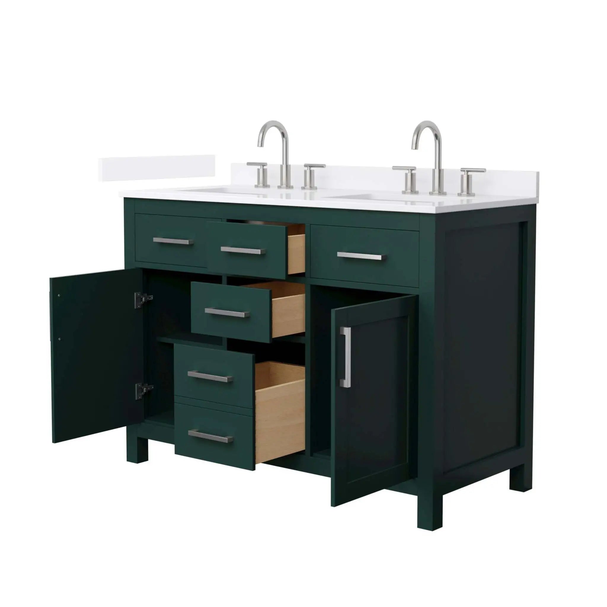 48" Beckett Double Bathroom Vanity in Green with Brushed Nickel Trim by Wyndham