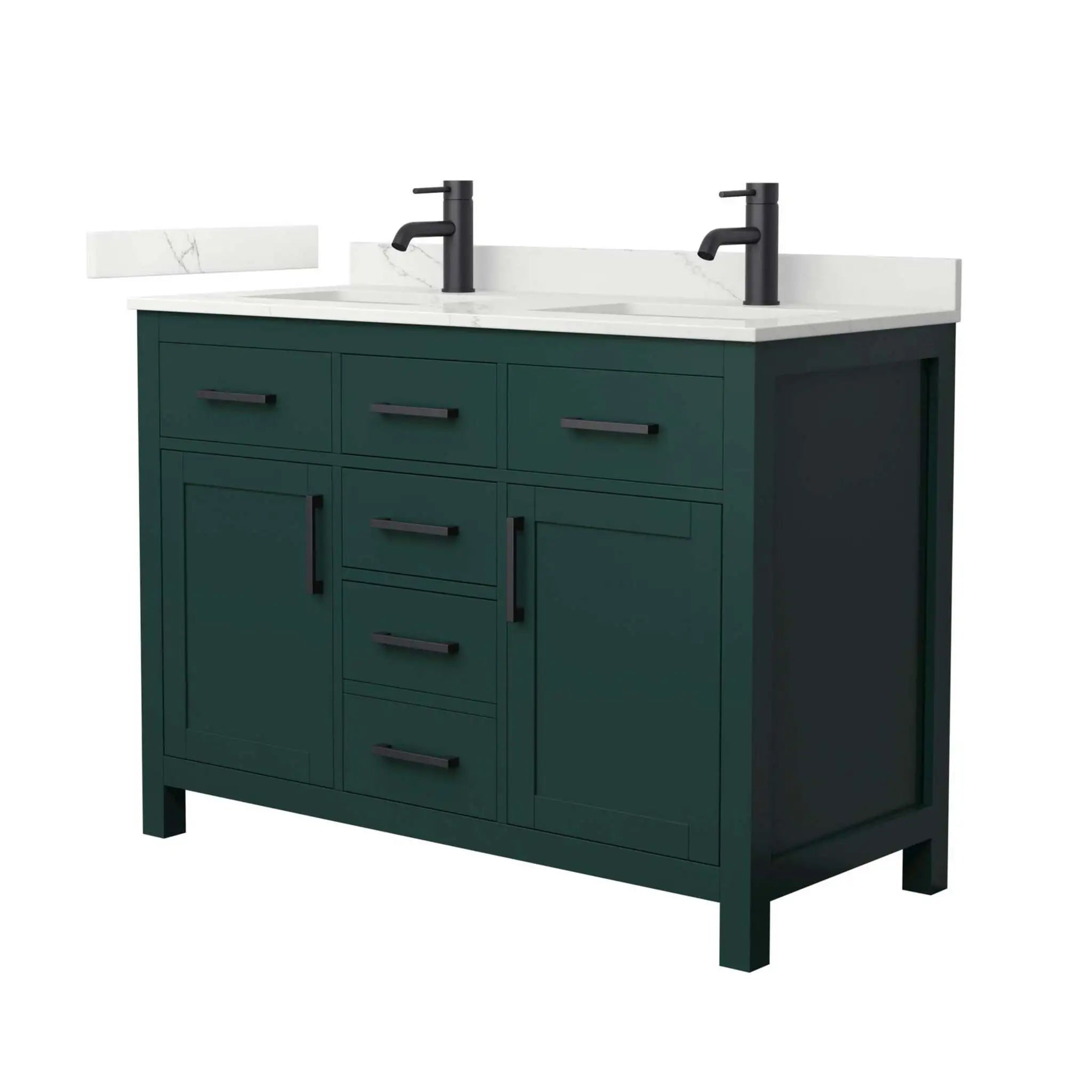 48" Beckett Double Bathroom Vanity in Green with Matte Black Trim by Wyndham