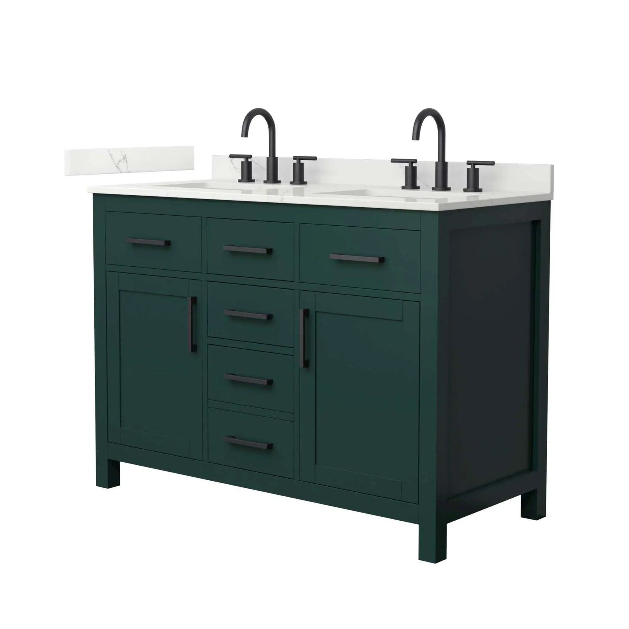 48" Beckett Double Bathroom Vanity in Green with Matte Black Trim by Wyndham