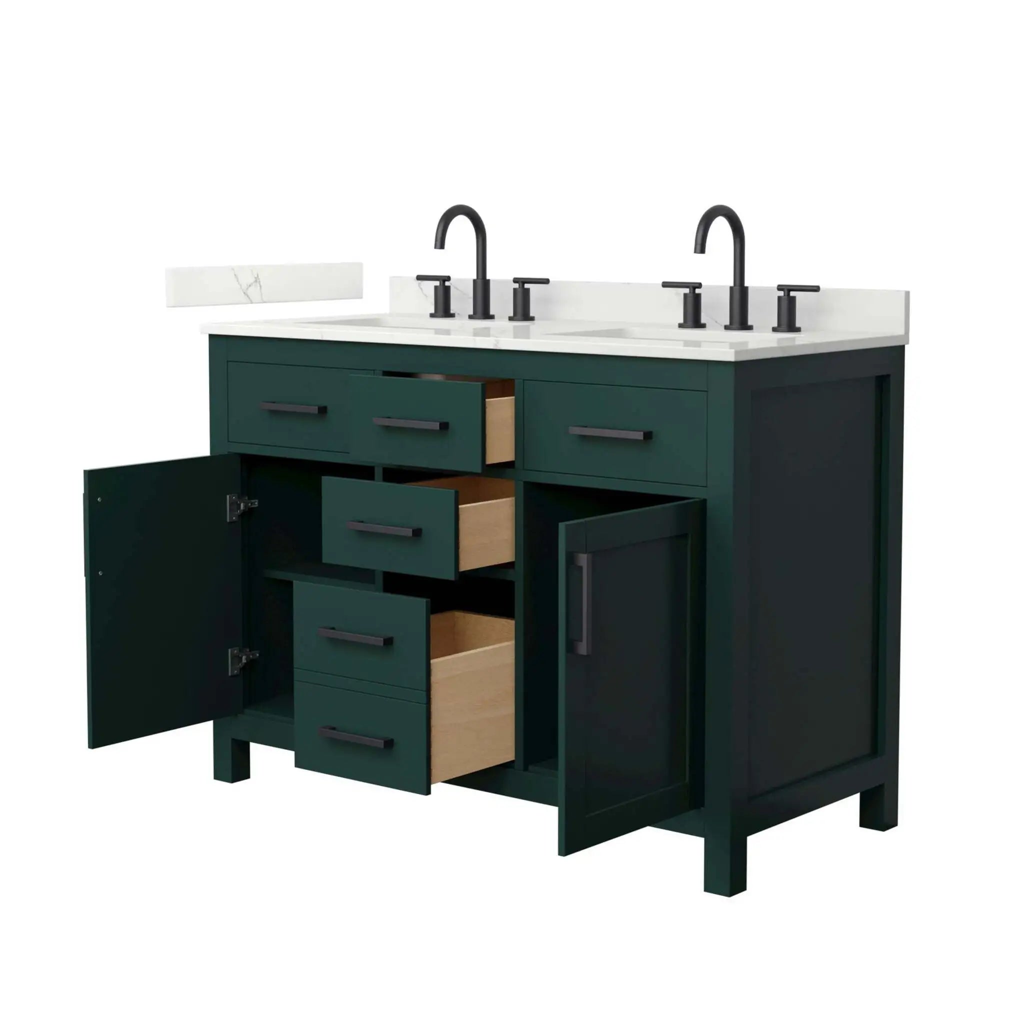 48" Beckett Double Bathroom Vanity in Green with Matte Black Trim by Wyndham