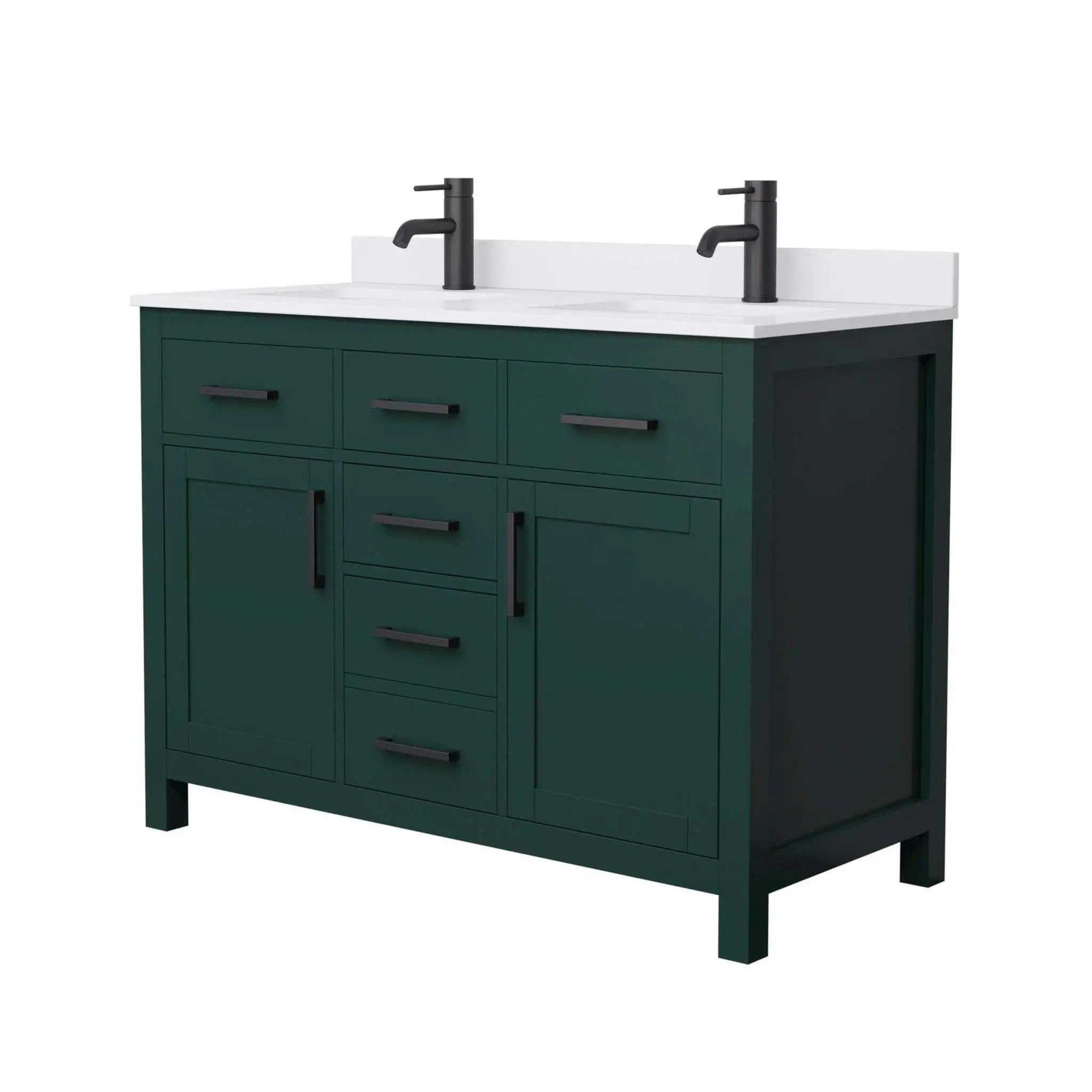 48" Beckett Double Bathroom Vanity in Green with Matte Black Trim by Wyndham
