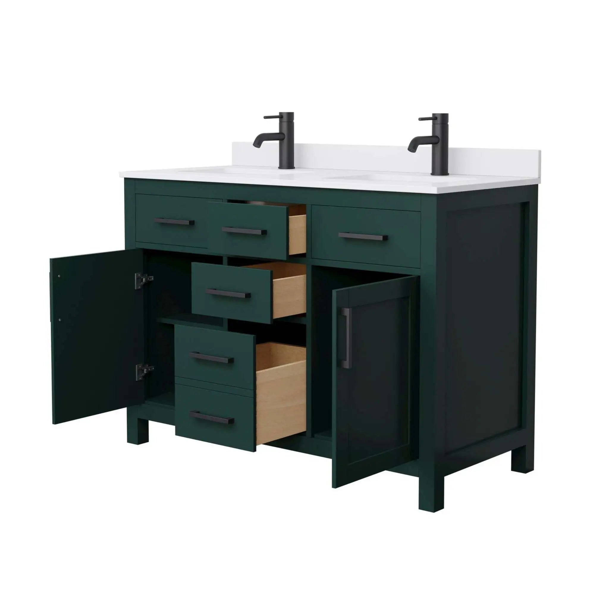 48" Beckett Double Bathroom Vanity in Green with Matte Black Trim by Wyndham