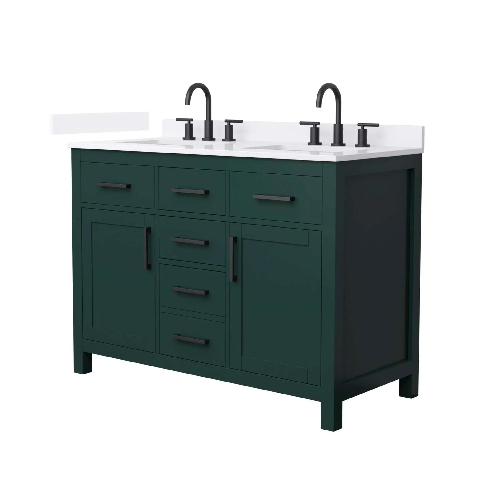 48" Beckett Double Bathroom Vanity in Green with Matte Black Trim by Wyndham