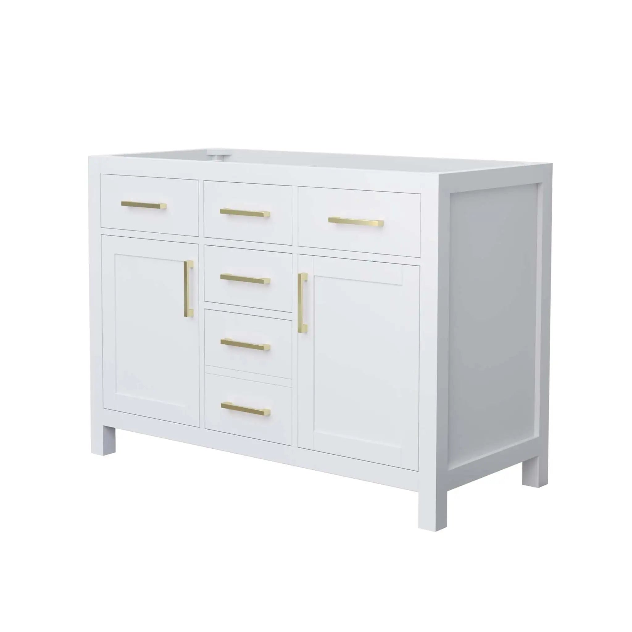 48" Beckett Double Bathroom Vanity in White with Brushed Gold Trim by Wyndham