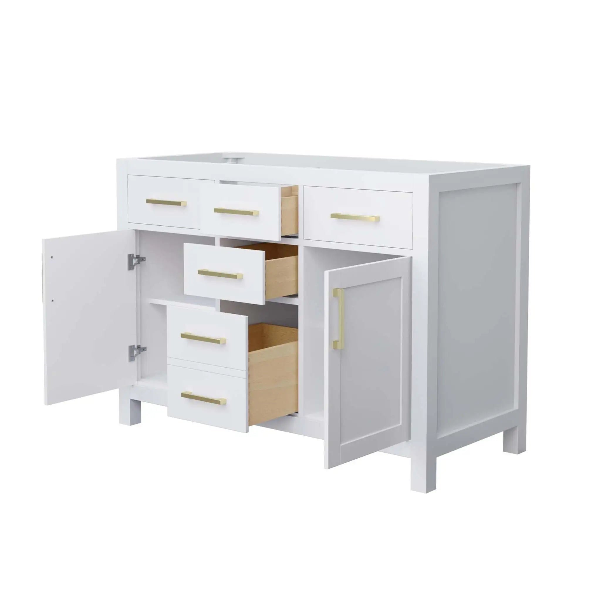 48" Beckett Double Bathroom Vanity in White with Brushed Gold Trim by Wyndham