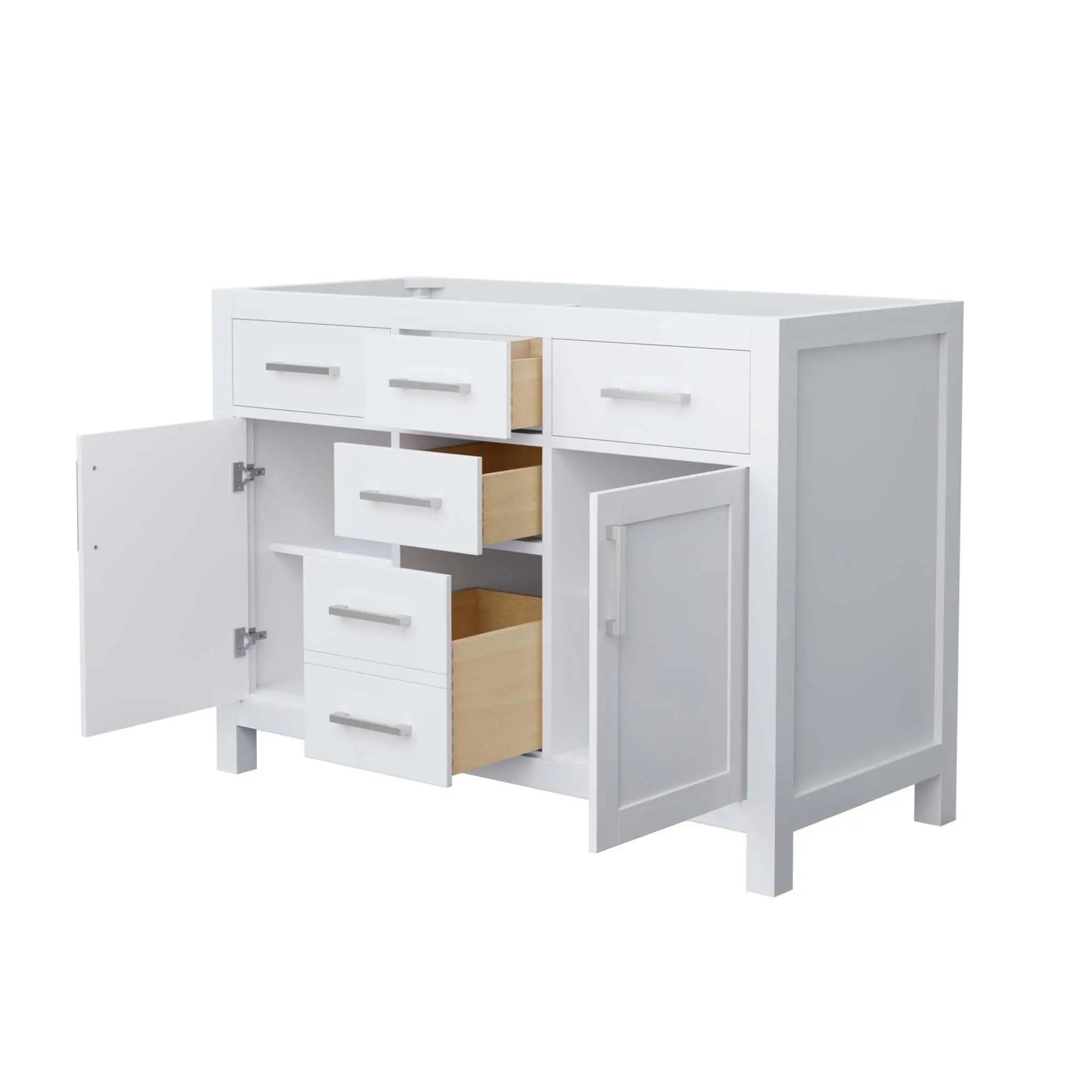 48" Beckett Double Bathroom Vanity in White with Brushed Nickel Trim by Wyndham