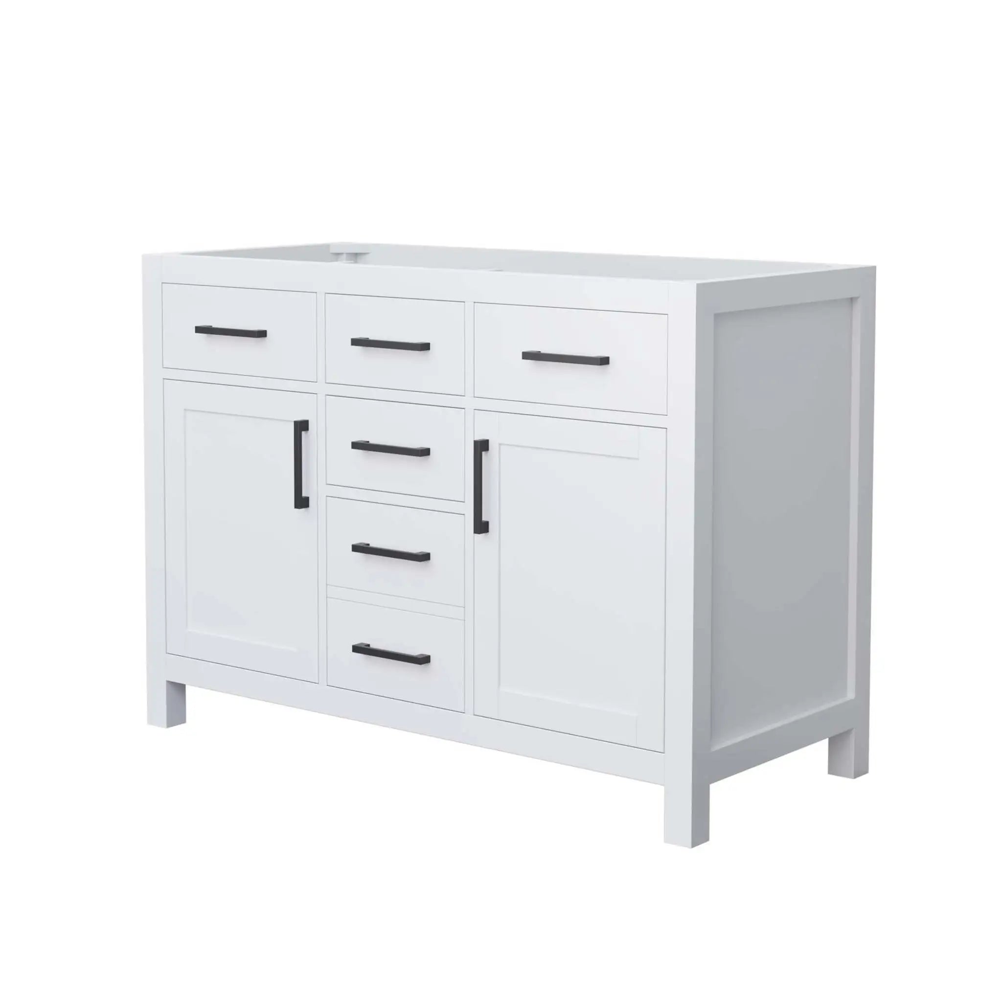 48" Beckett Double Bathroom Vanity in White with Matte Black Trim by Wyndham