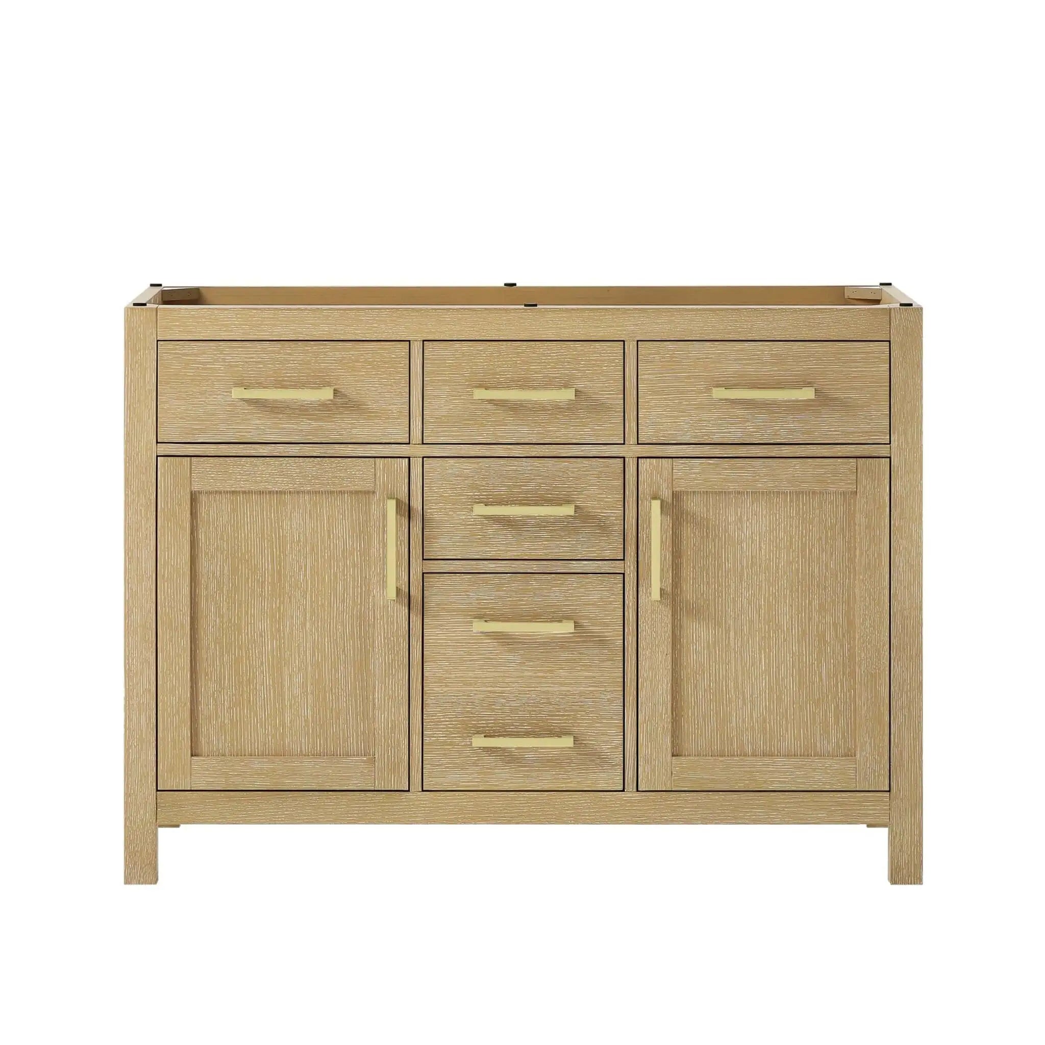 48" Beckett Double Bathroom Vanity in Whitewashed Oak with Brushed Gold Trim by Wyndham