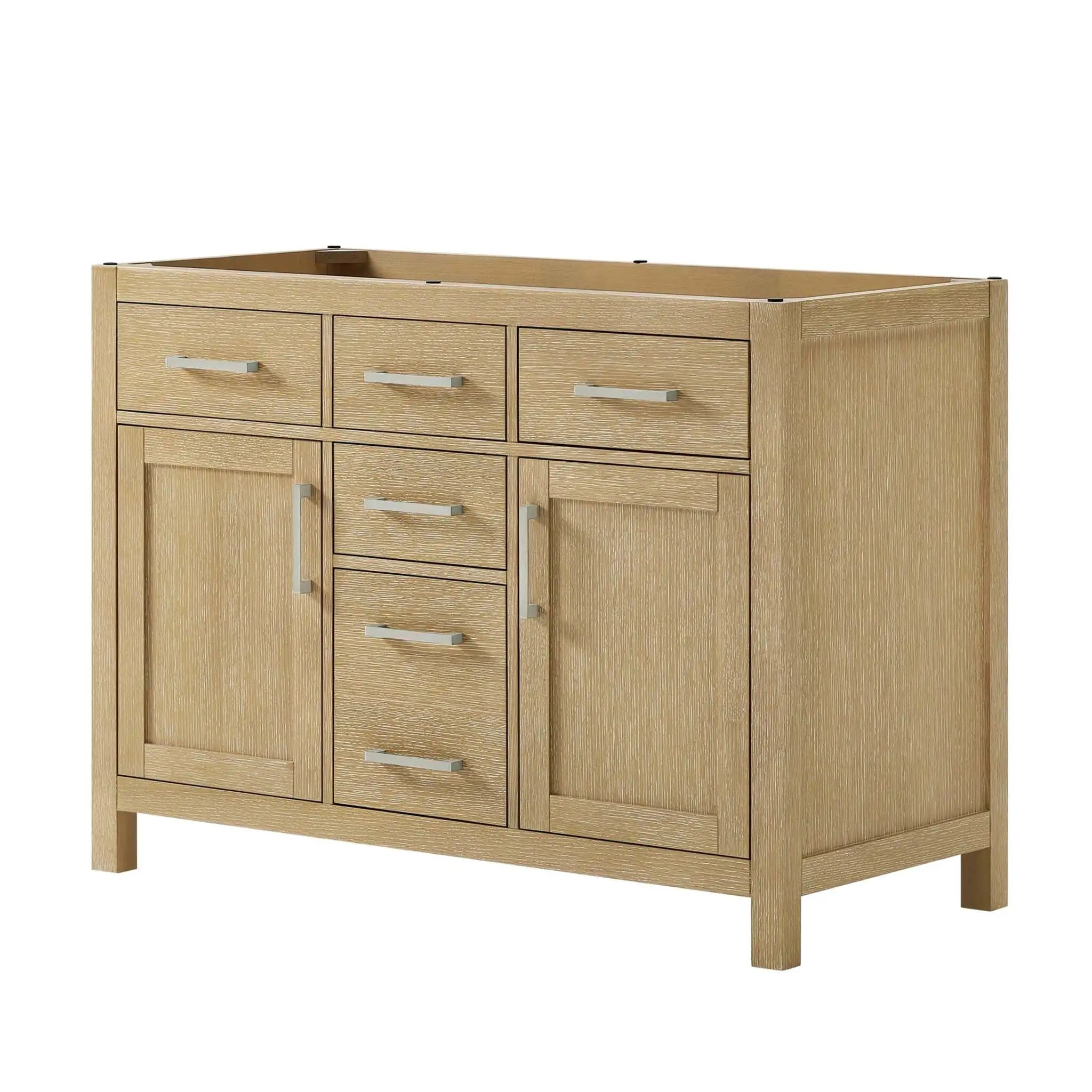 48" Beckett Double Bathroom Vanity in Whitewashed Oak with Brushed Nickel Trim by Wyndham