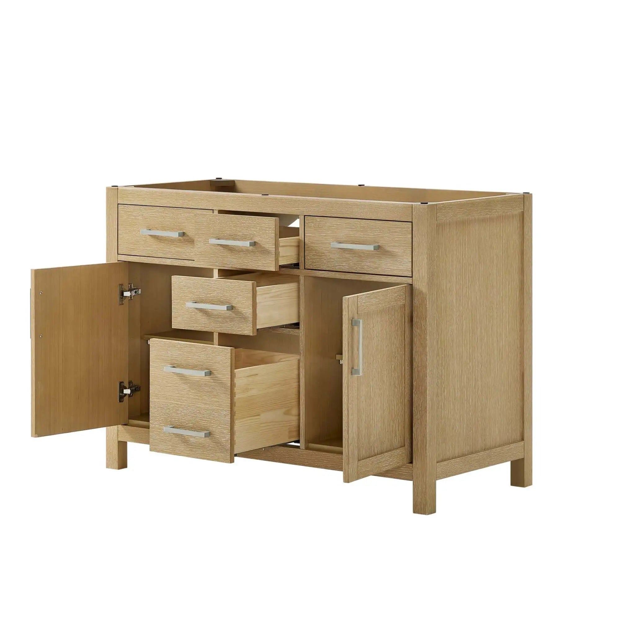 48" Beckett Double Bathroom Vanity in Whitewashed Oak with Brushed Nickel Trim by Wyndham