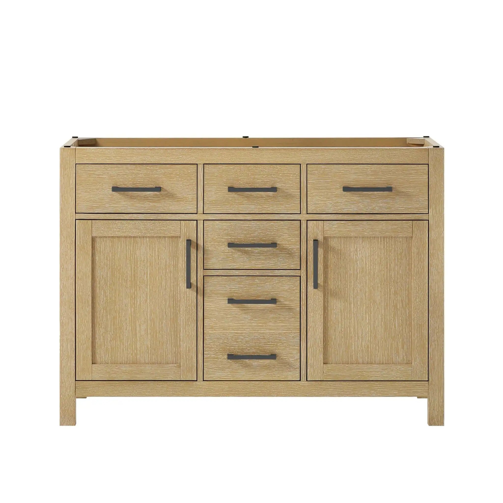 48" Beckett Double Bathroom Vanity in Whitewashed Oak with Matte Black Trim by Wyndham