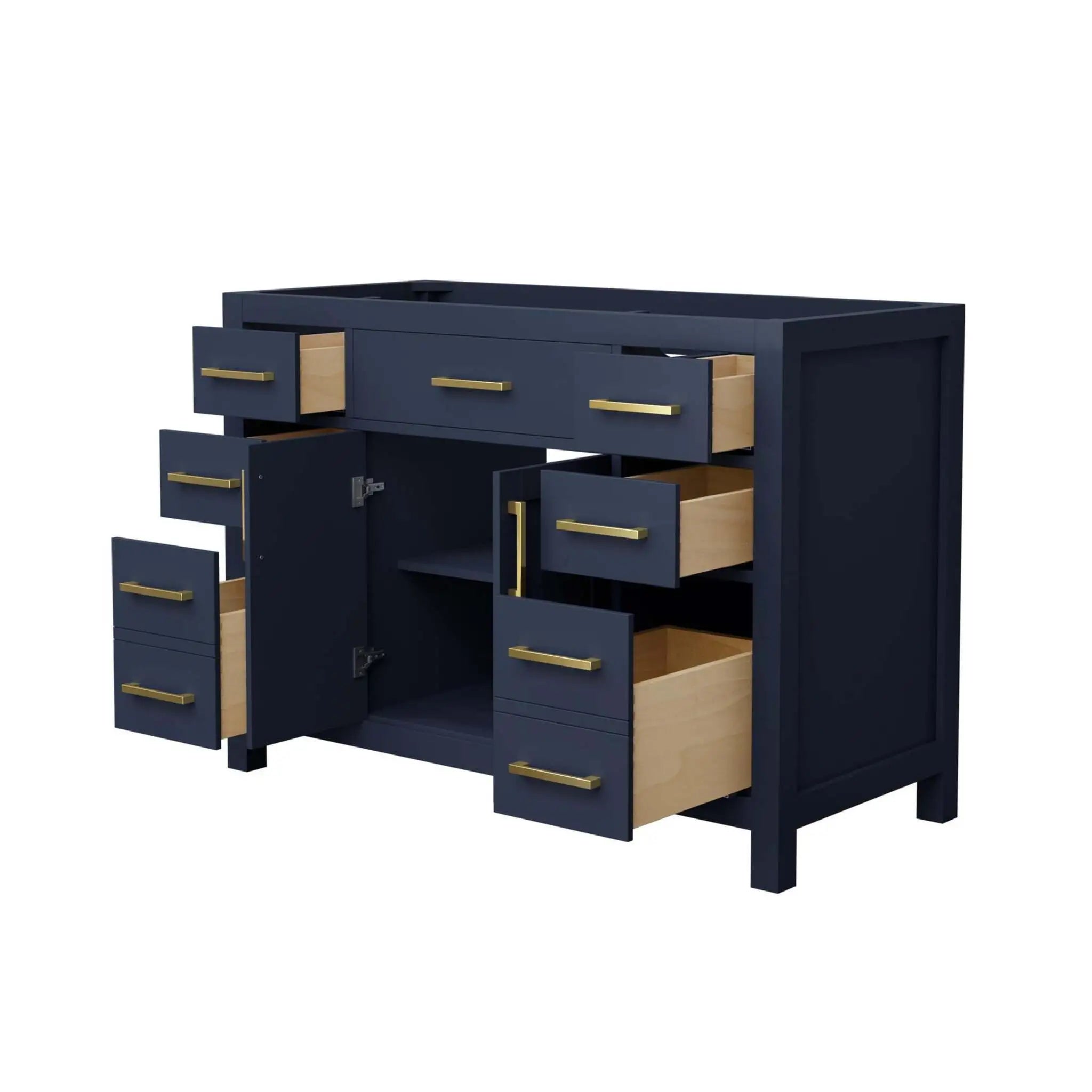 48" Beckett Single Bathroom Vanity in Dark Blue with Brushed Gold Trim by Wyndham