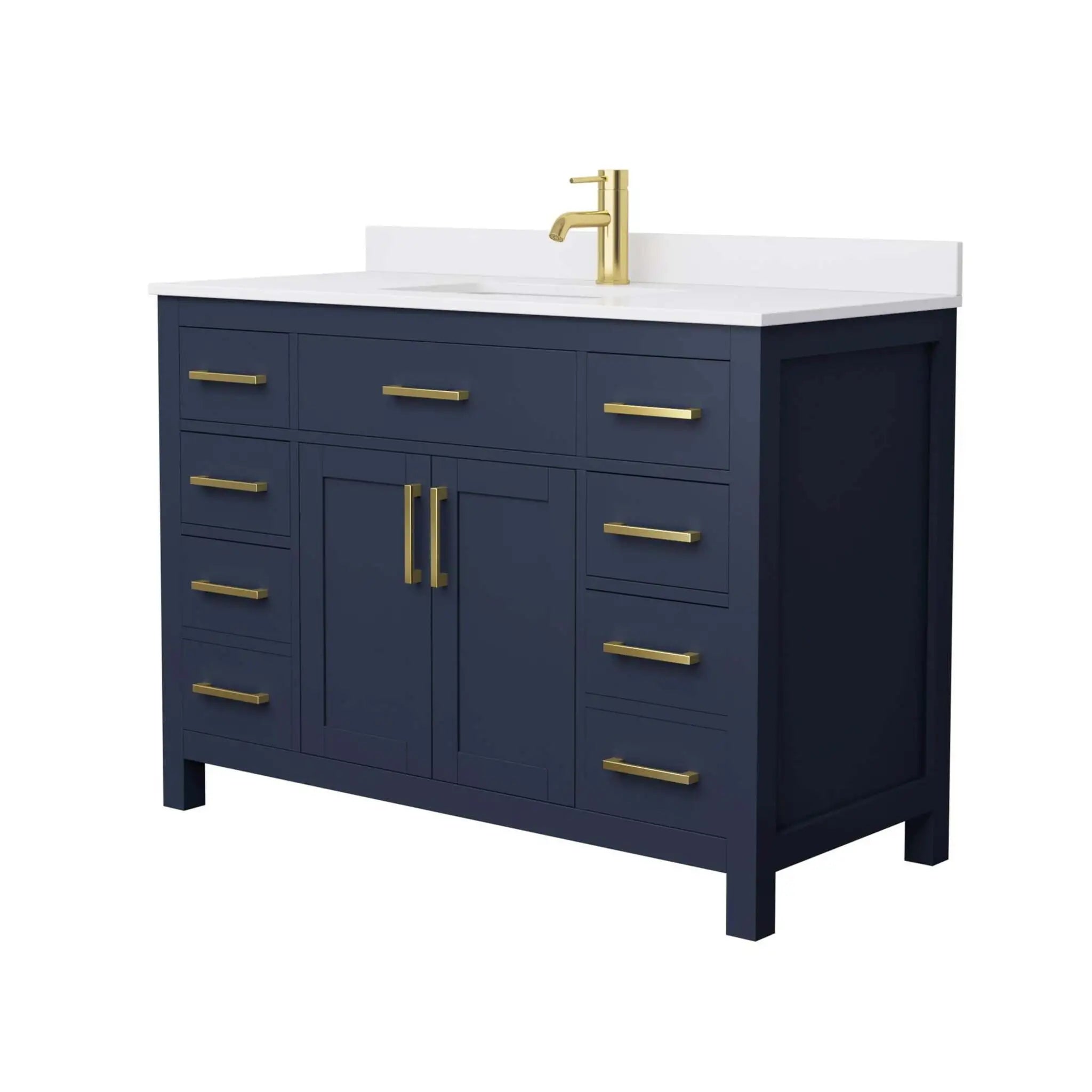 48" Beckett Single Bathroom Vanity in Dark Blue with Brushed Gold Trim by Wyndham