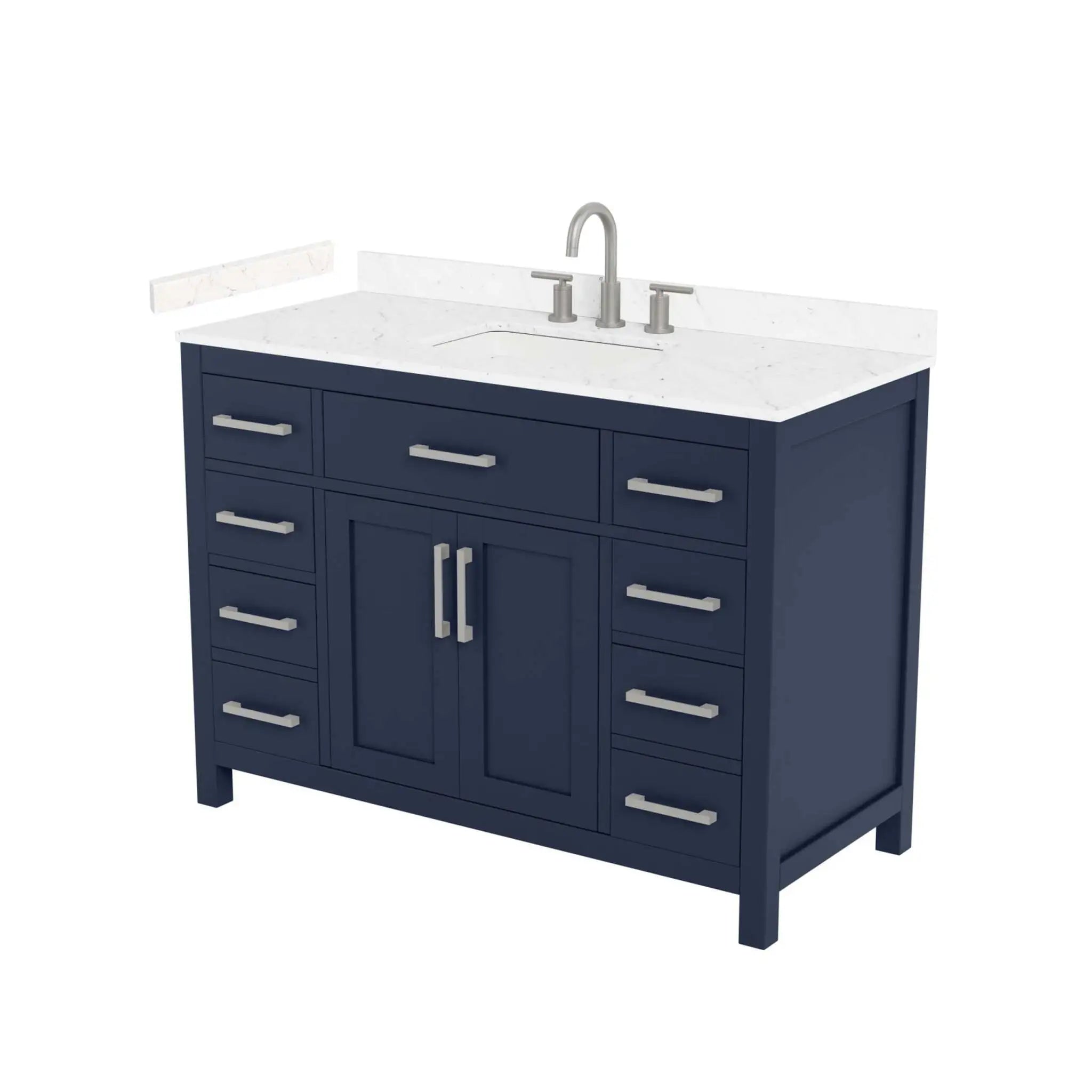 48" Beckett Single Bathroom Vanity in Dark Blue with Brushed Nickel Trim by Wyndham