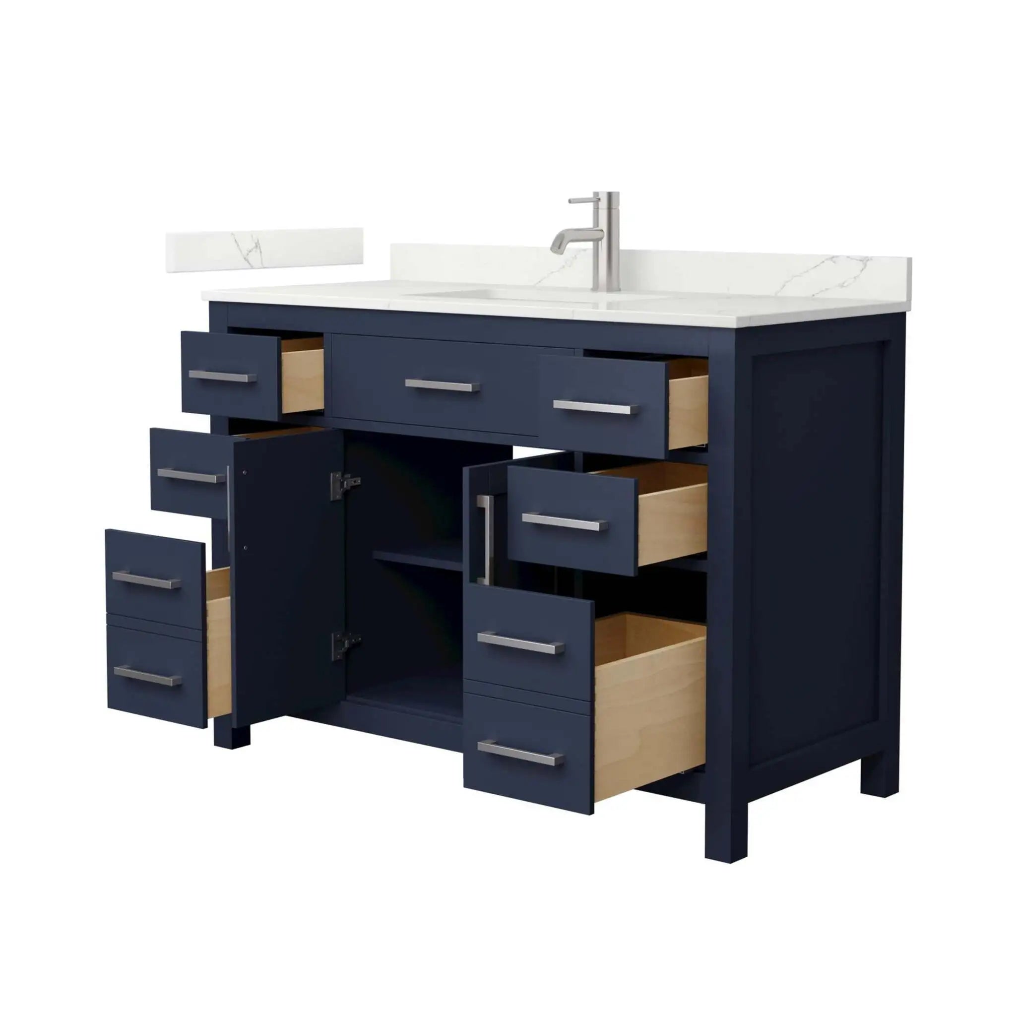 48" Beckett Single Bathroom Vanity in Dark Blue with Brushed Nickel Trim by Wyndham