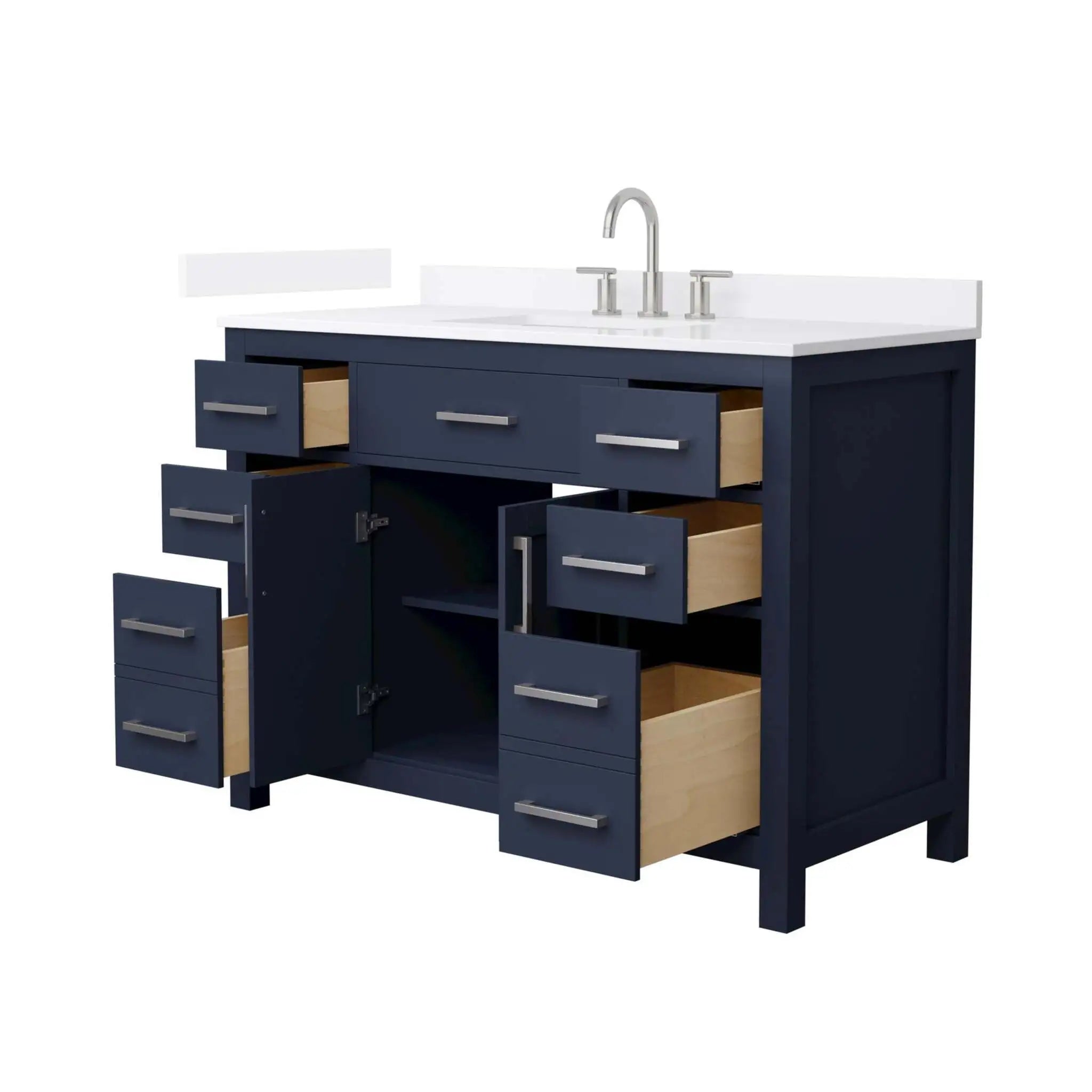 48" Beckett Single Bathroom Vanity in Dark Blue with Brushed Nickel Trim by Wyndham