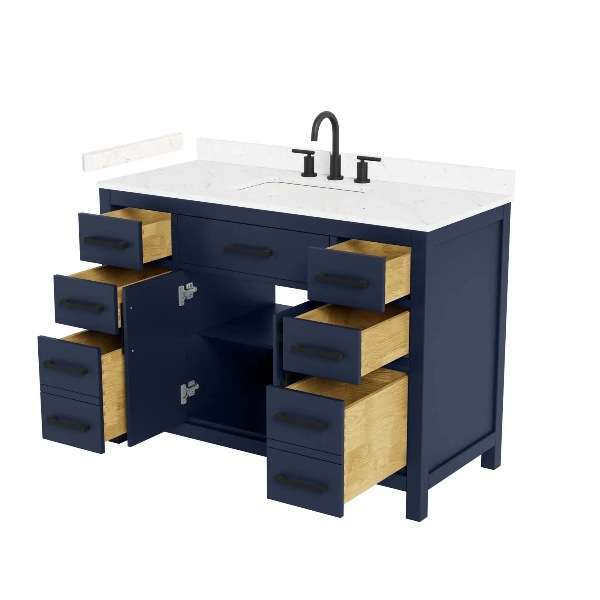 48" Beckett Single Bathroom Vanity in Dark Blue with Matte Black Trim by Wyndham