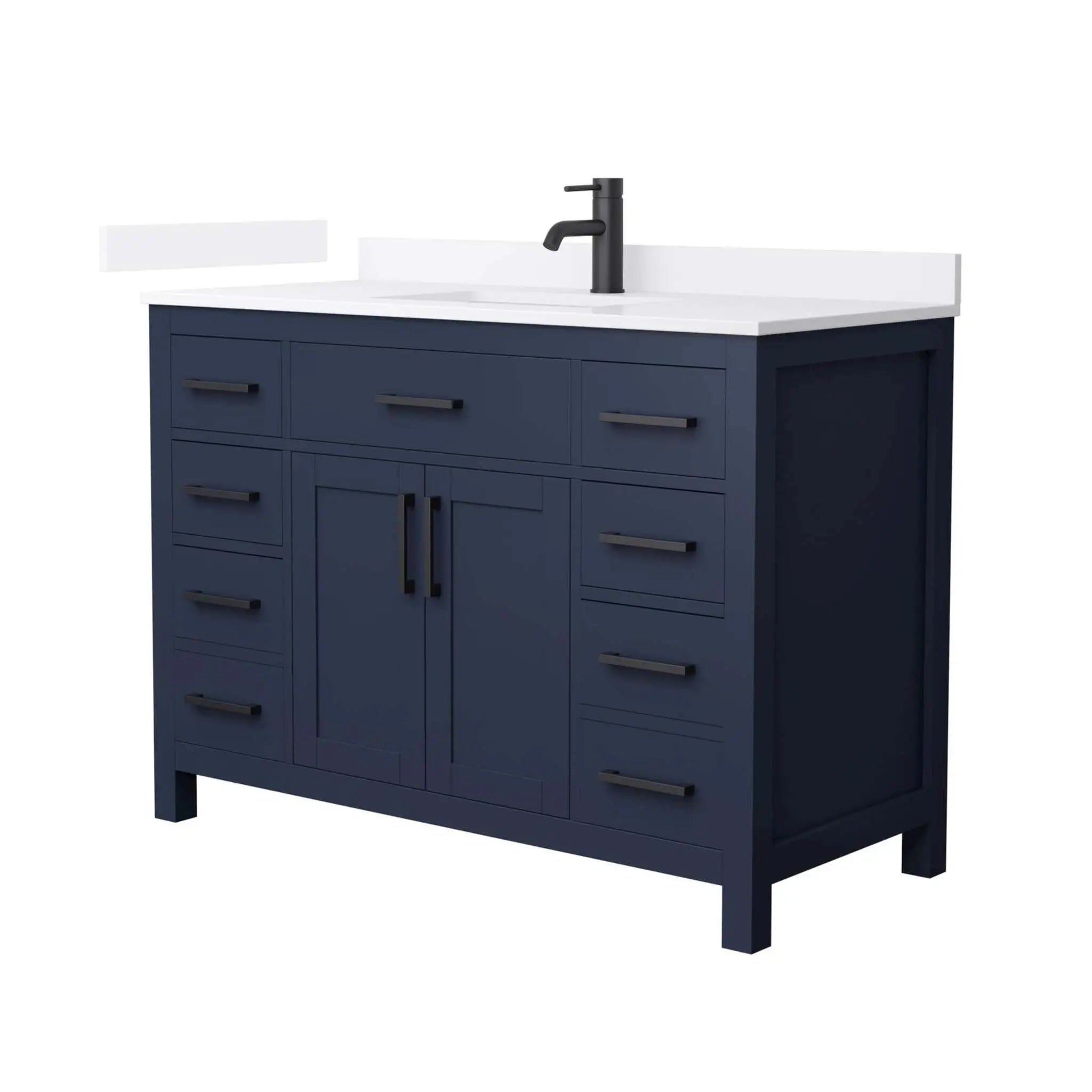 48" Beckett Single Bathroom Vanity in Dark Blue with Matte Black Trim by Wyndham