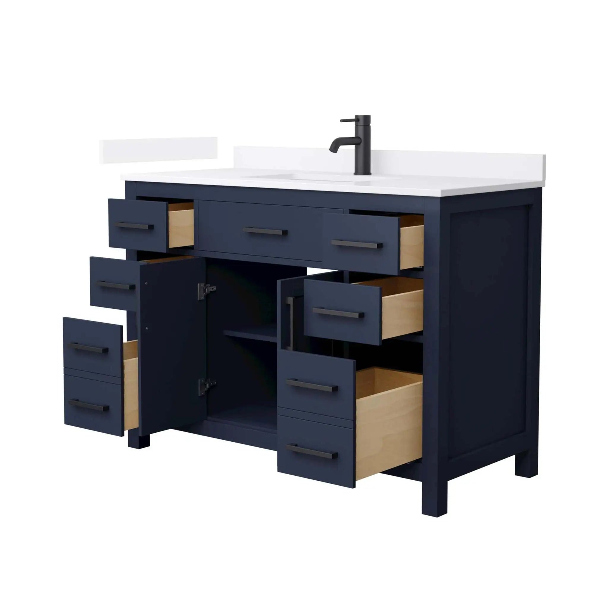 48" Beckett Single Bathroom Vanity in Dark Blue with Matte Black Trim by Wyndham