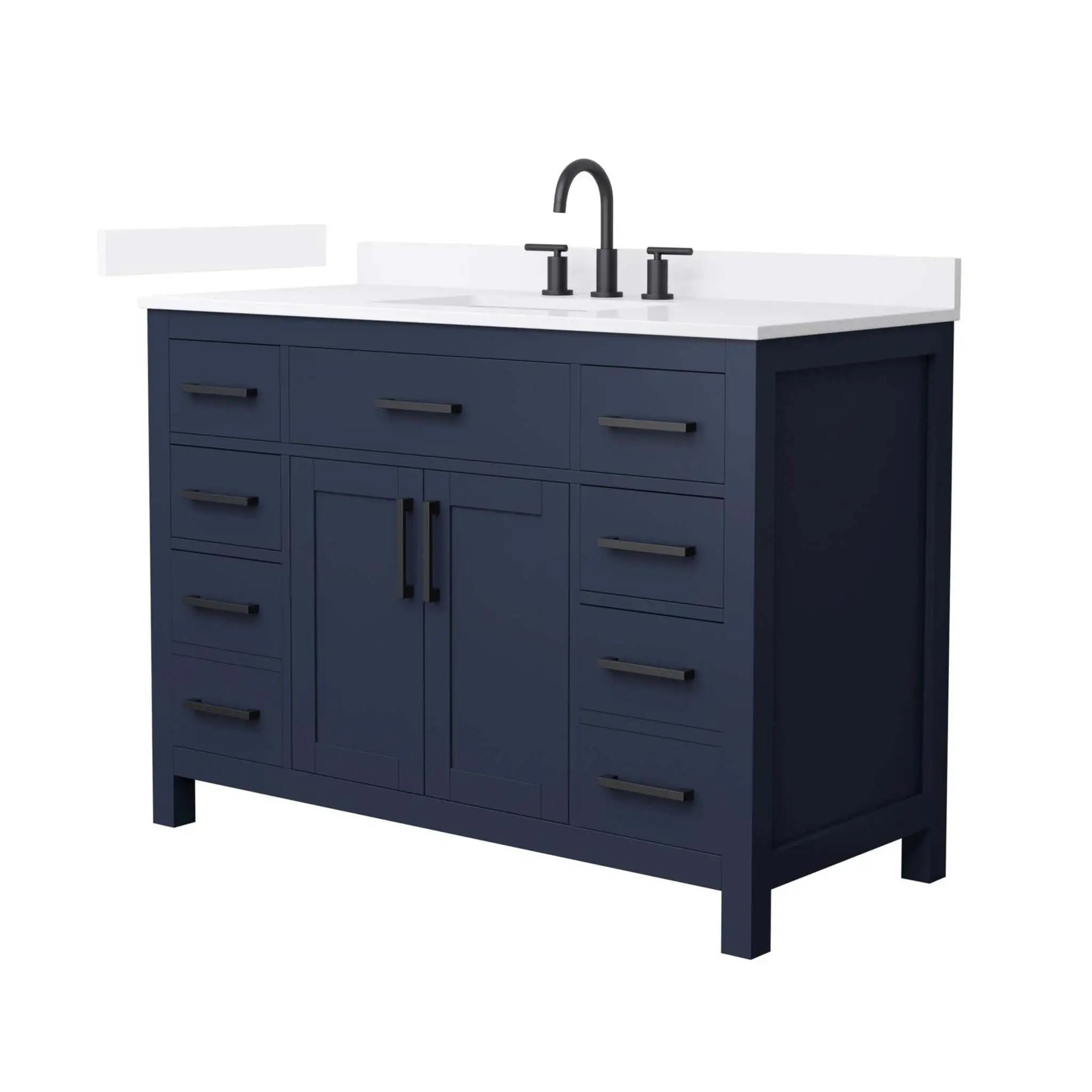 48" Beckett Single Bathroom Vanity in Dark Blue with Matte Black Trim by Wyndham