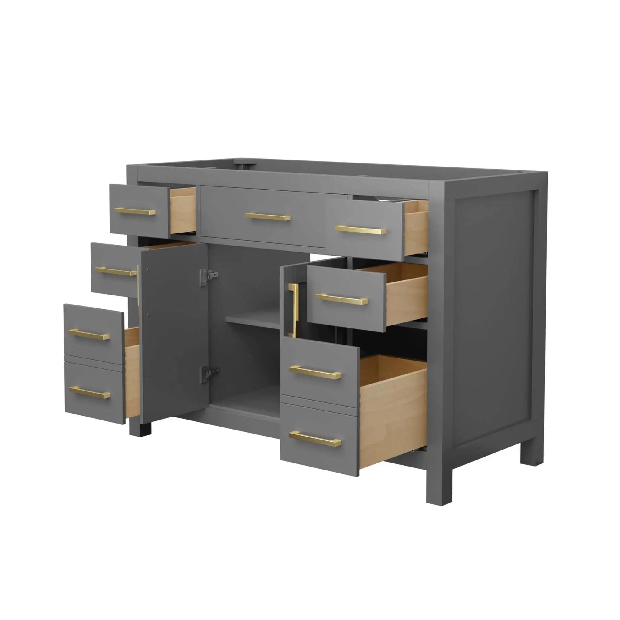 48" Beckett Single Bathroom Vanity in Dark Gray with Brushed Gold Trim by Wyndham