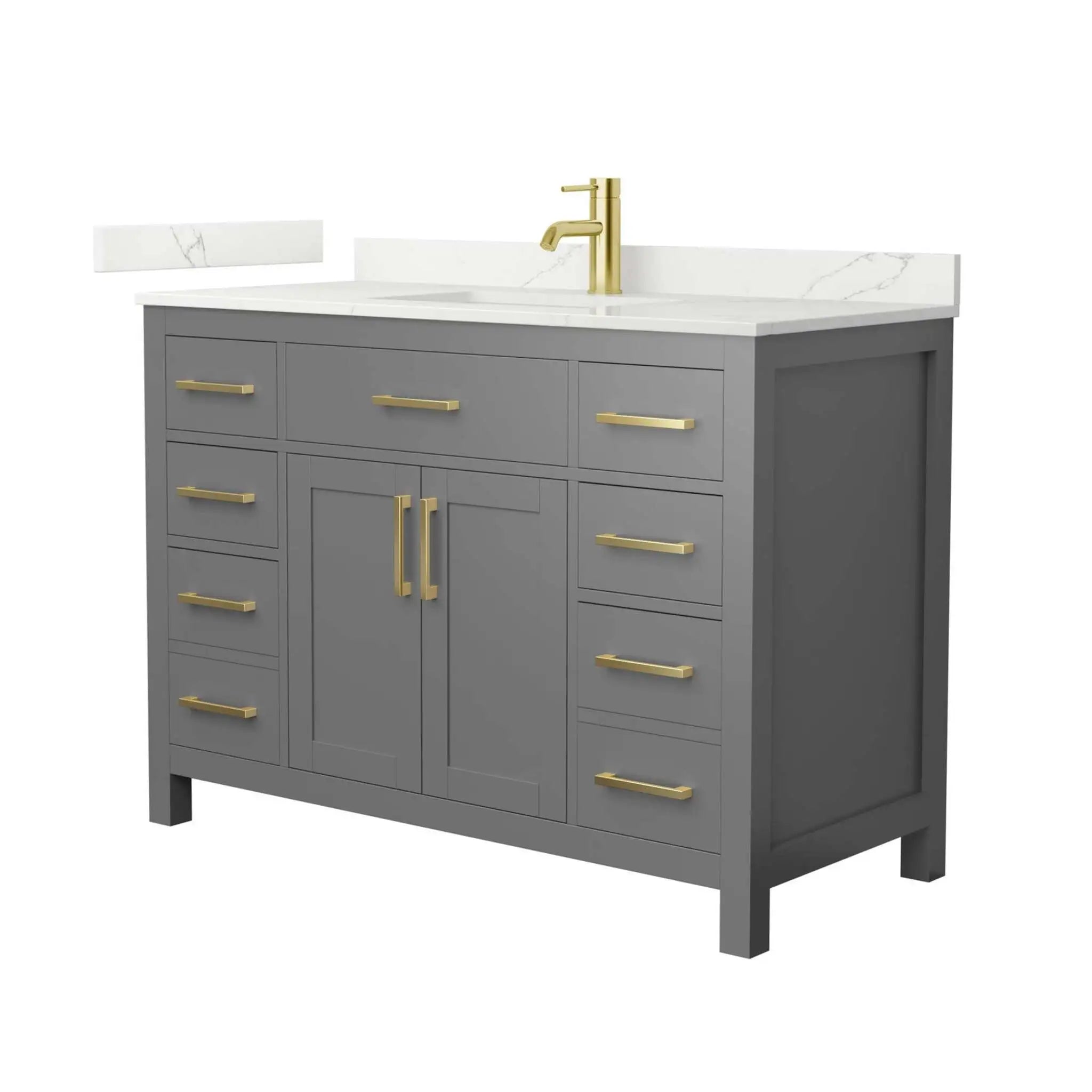 48" Beckett Single Bathroom Vanity in Dark Gray with Brushed Gold Trim by Wyndham