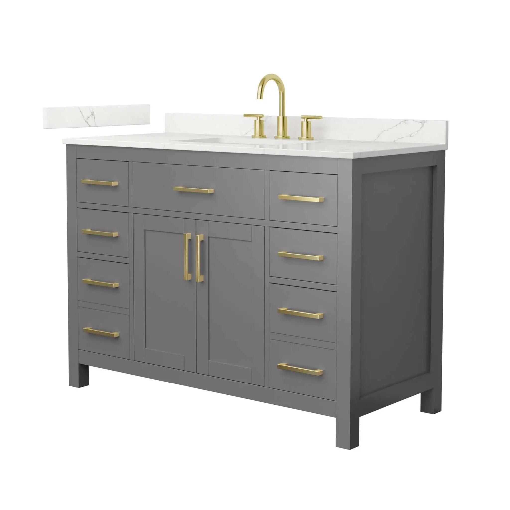 48" Beckett Single Bathroom Vanity in Dark Gray with Brushed Gold Trim by Wyndham