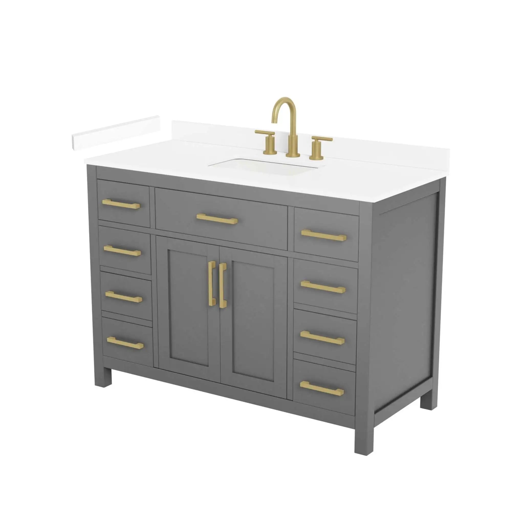 48" Beckett Single Bathroom Vanity in Dark Gray with Brushed Gold Trim by Wyndham