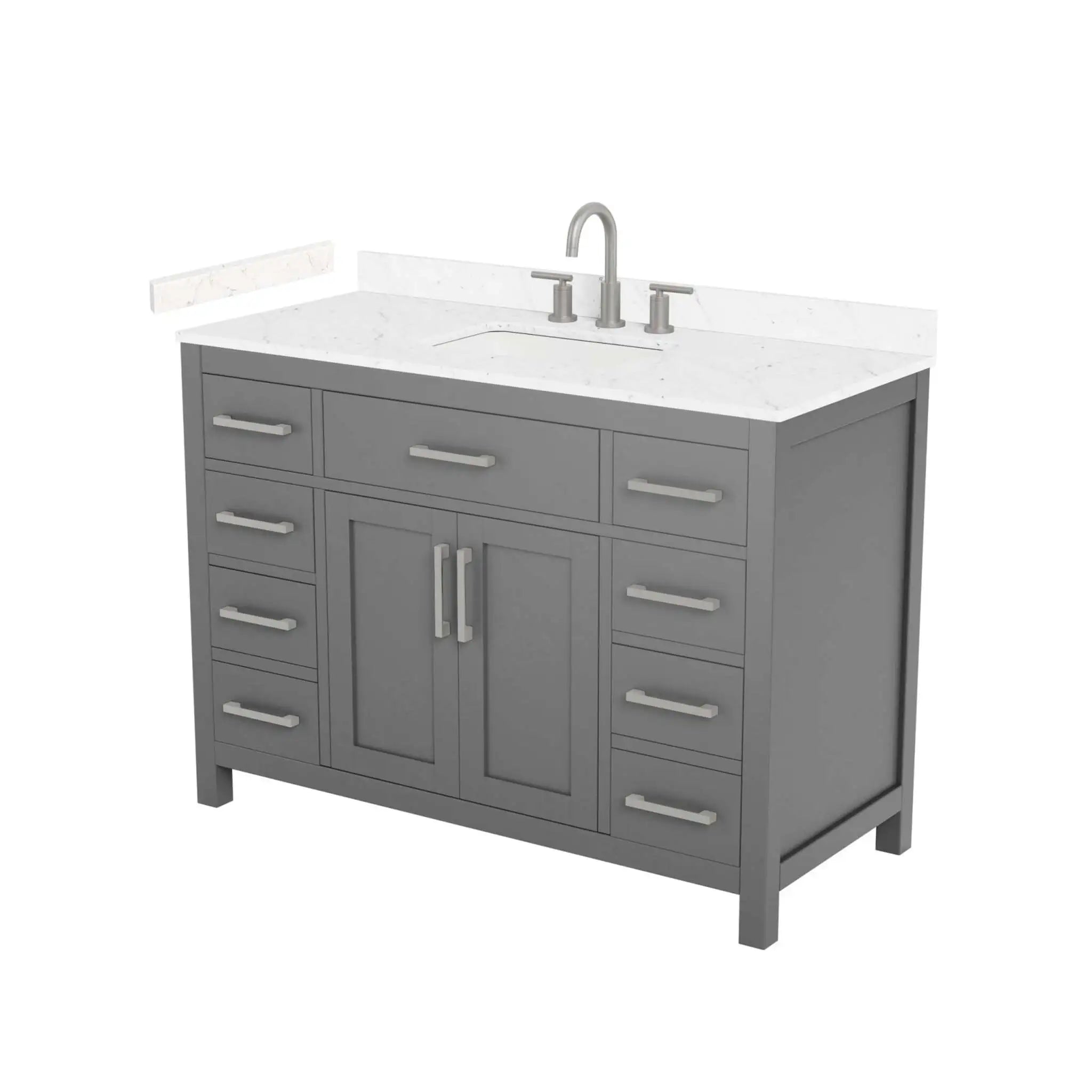 48" Beckett Single Bathroom Vanity in Dark Gray with Brushed Nickel Trim by Wyndham