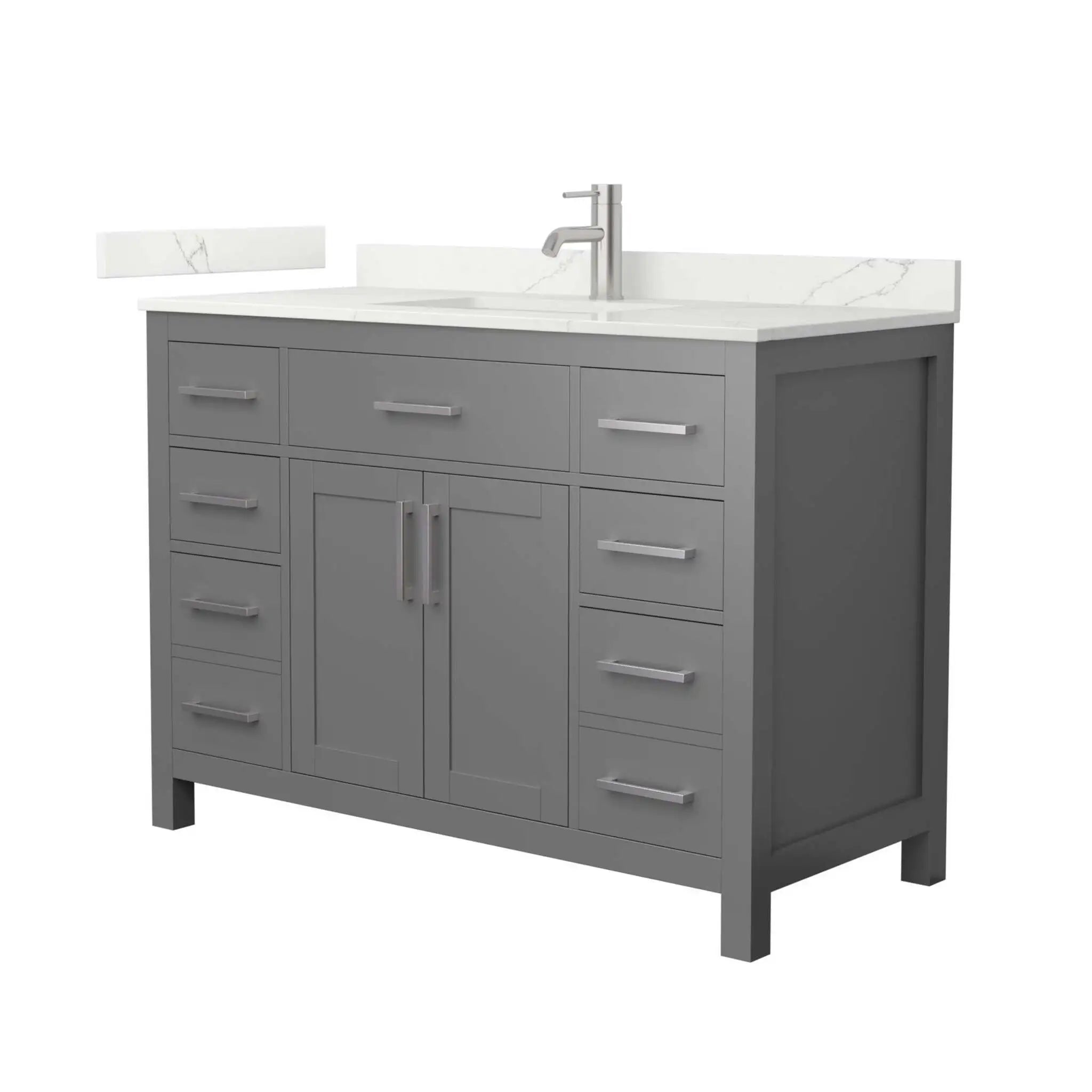 48" Beckett Single Bathroom Vanity in Dark Gray with Brushed Nickel Trim by Wyndham