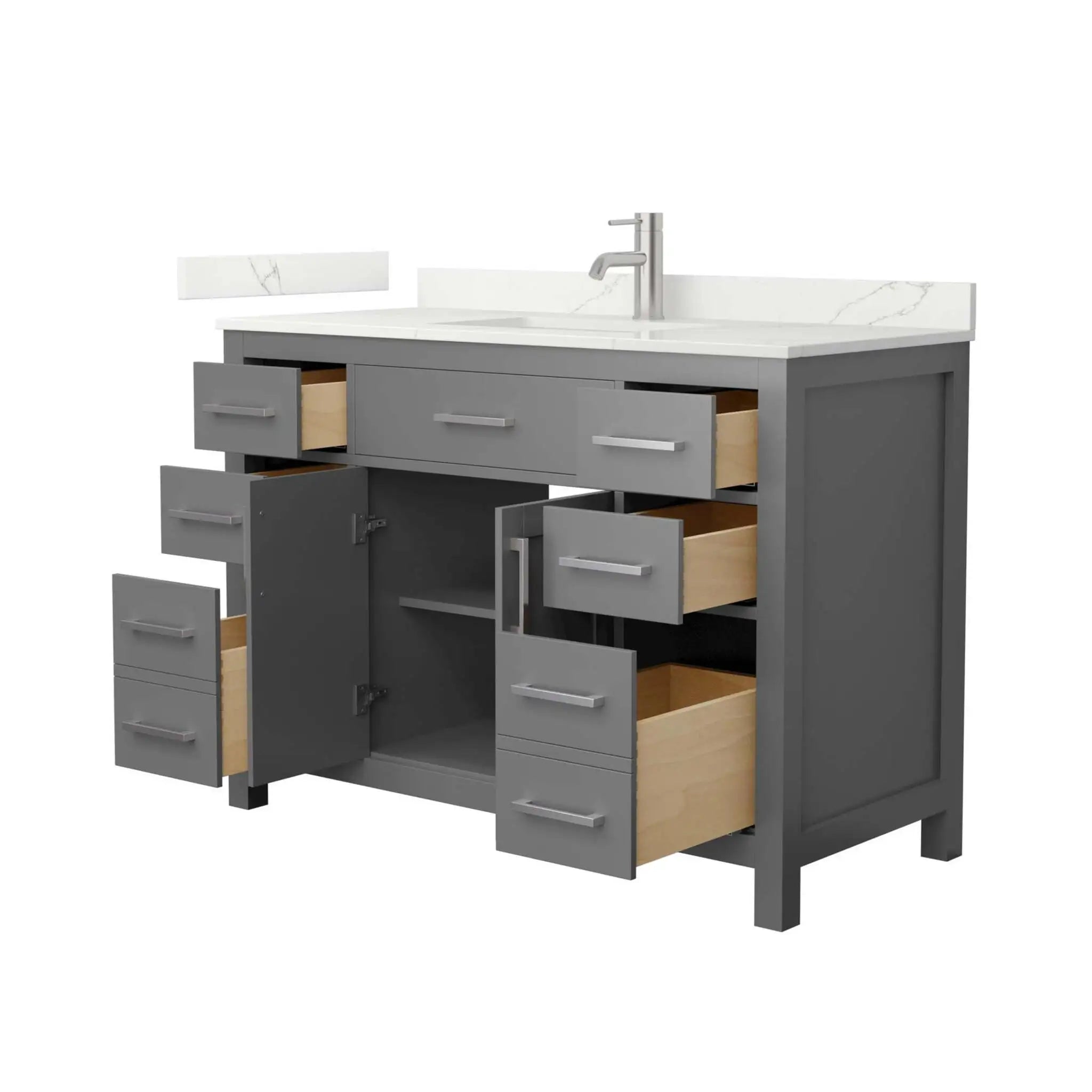48" Beckett Single Bathroom Vanity in Dark Gray with Brushed Nickel Trim by Wyndham