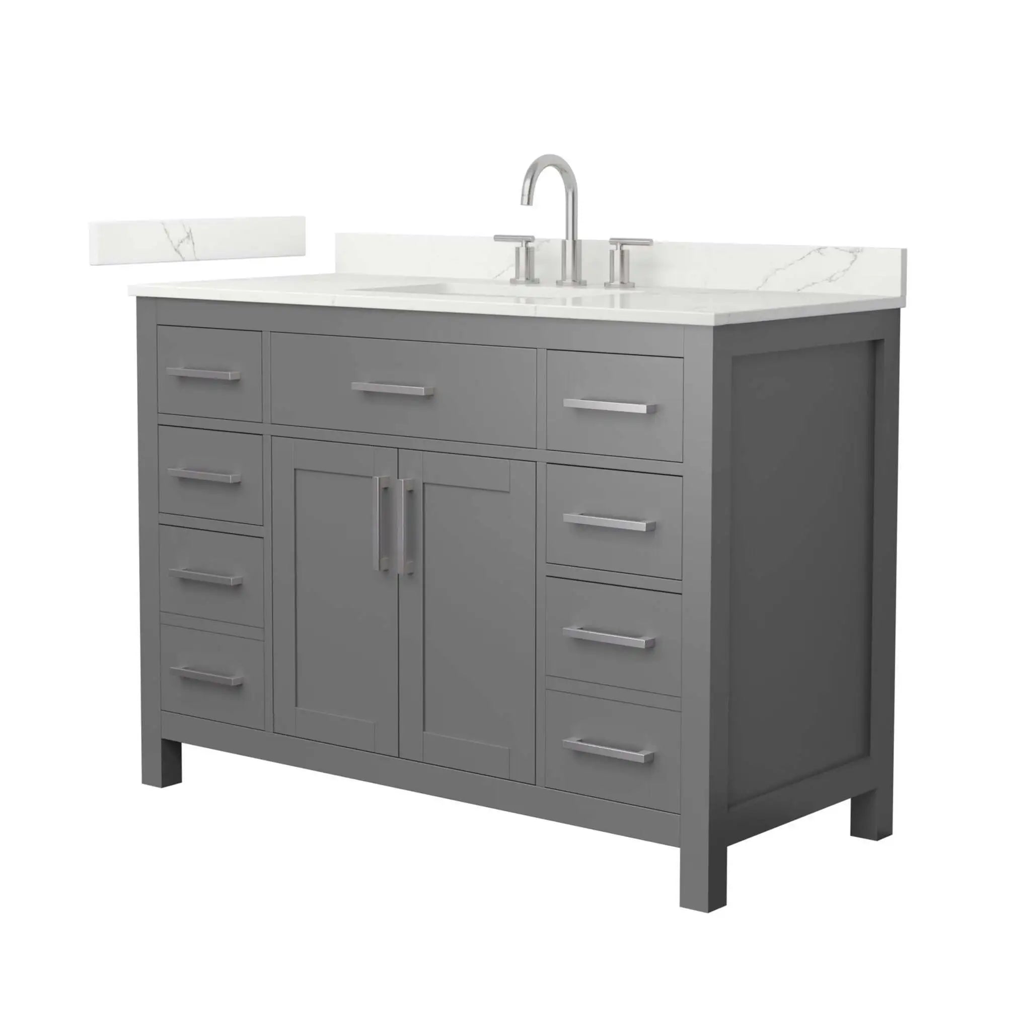 48" Beckett Single Bathroom Vanity in Dark Gray with Brushed Nickel Trim by Wyndham