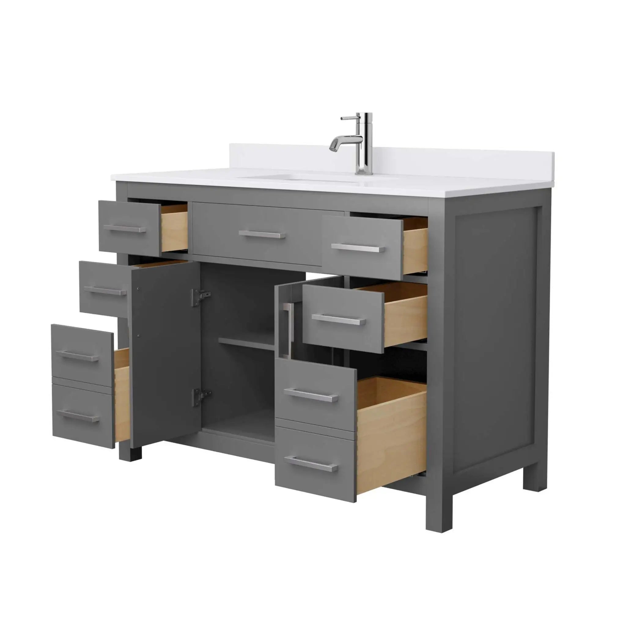48" Beckett Single Bathroom Vanity in Dark Gray with Brushed Nickel Trim by Wyndham