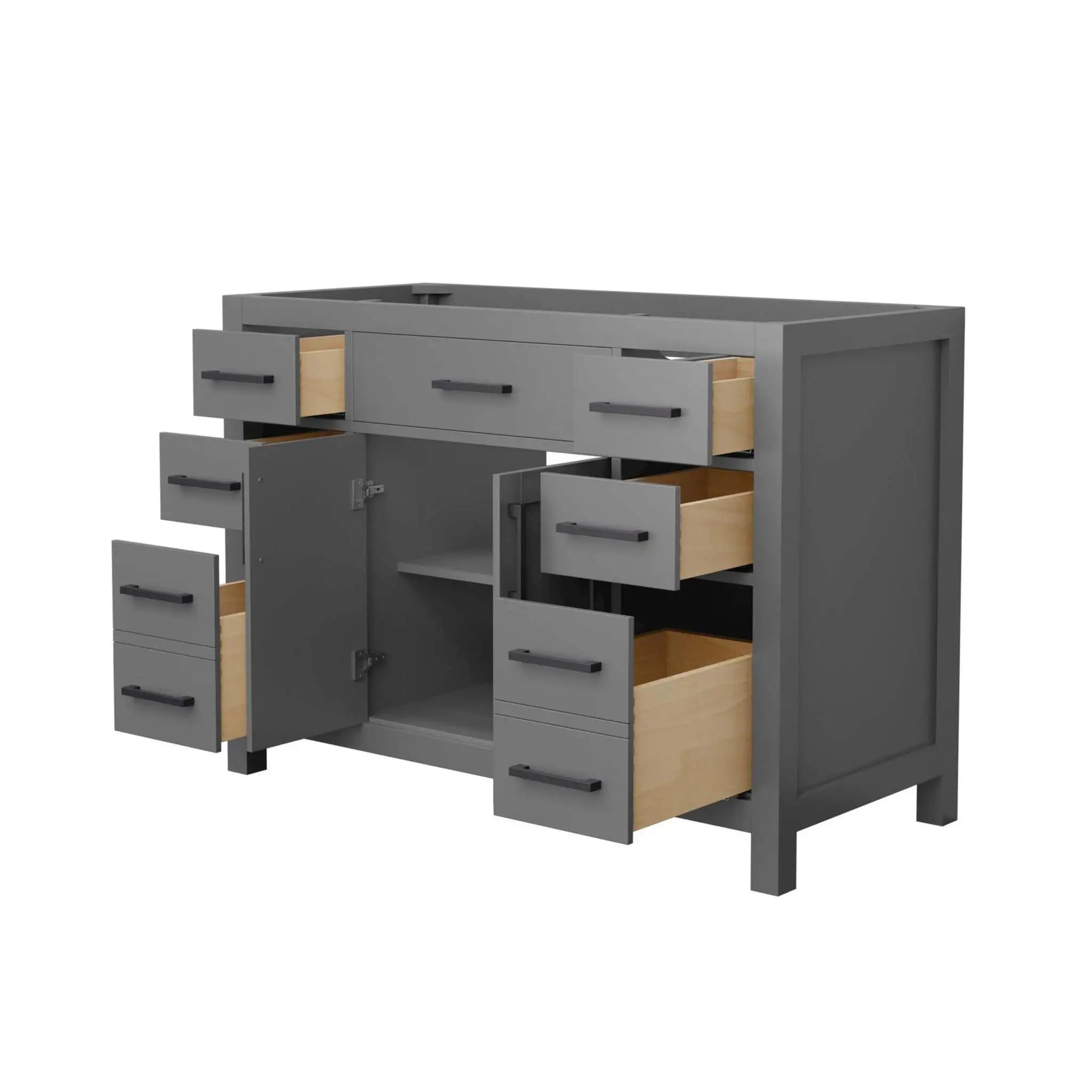 48" Beckett Single Bathroom Vanity in Dark Gray with Matte Black Trim by Wyndham