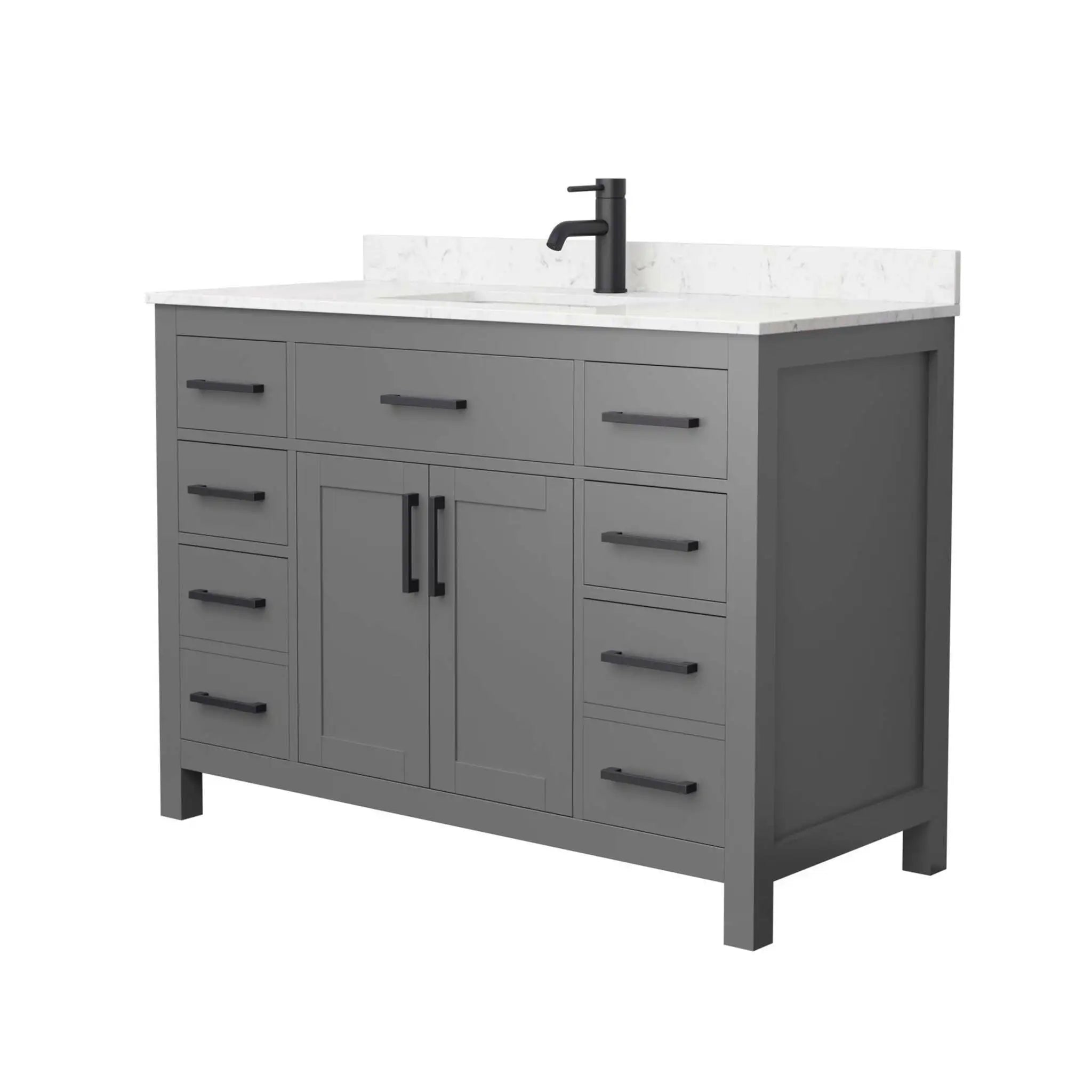 48" Beckett Single Bathroom Vanity in Dark Gray with Matte Black Trim by Wyndham