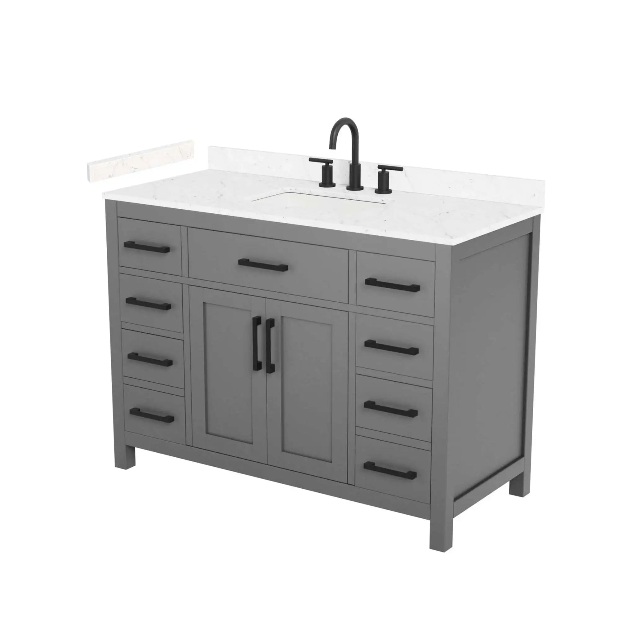 48" Beckett Single Bathroom Vanity in Dark Gray with Matte Black Trim by Wyndham